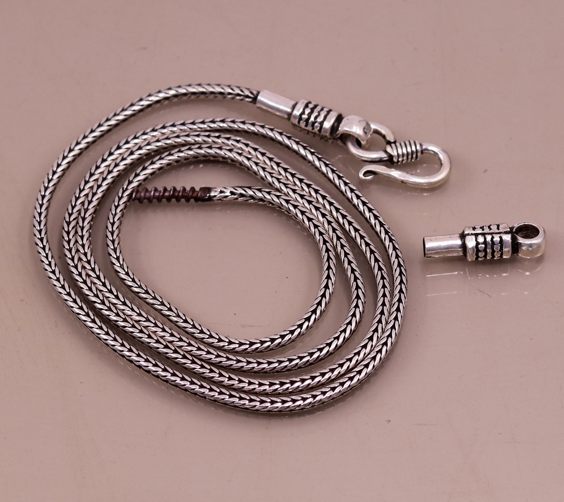 Unique design 2mm wheat design 925 sterling silver chain necklace, screw chain,pendant chain for pendant, vintage design necklace jewelry ch71 - TRIBAL ORNAMENTS