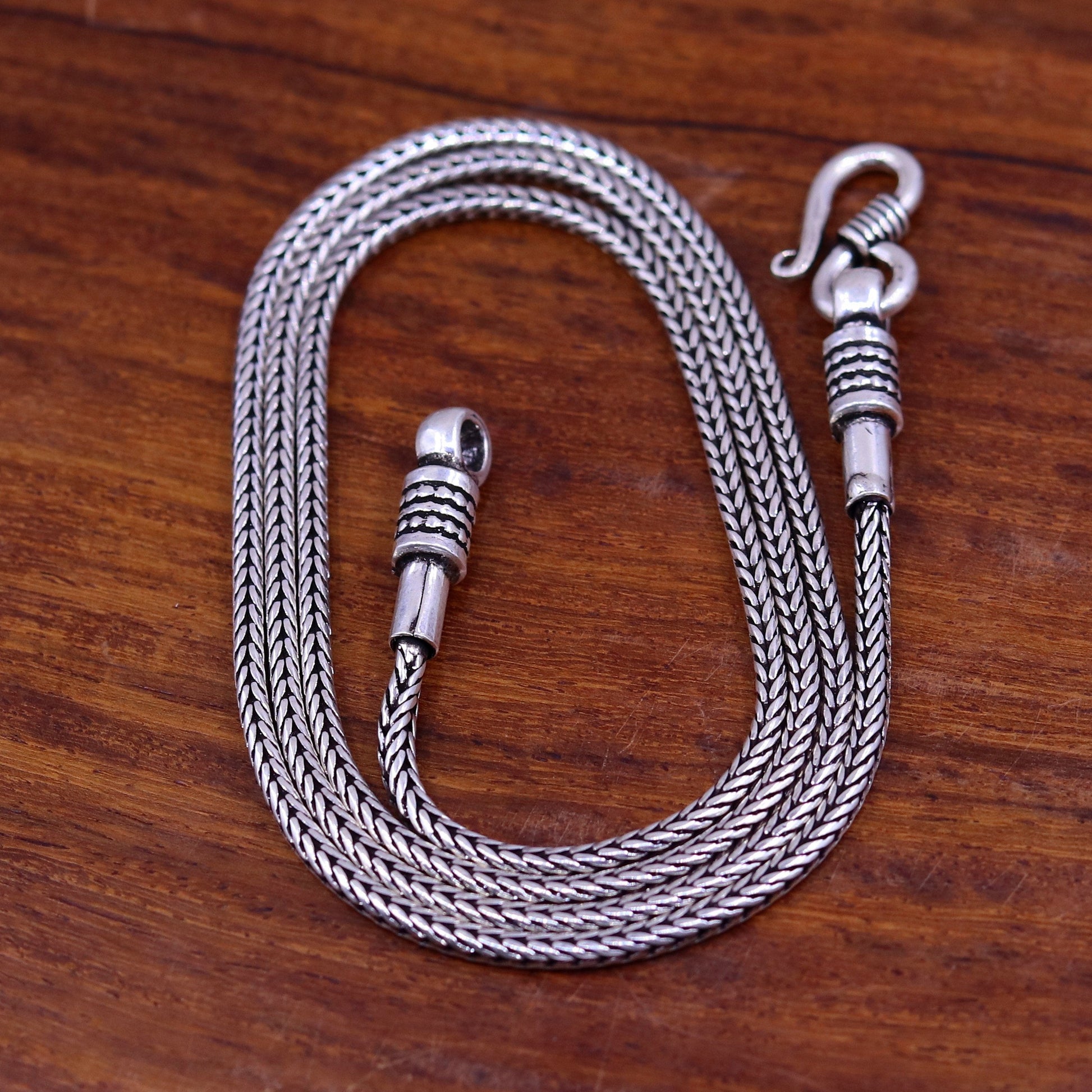 Unique design 2mm wheat design 925 sterling silver chain necklace, screw chain,pendant chain for pendant, vintage design necklace jewelry ch71 - TRIBAL ORNAMENTS