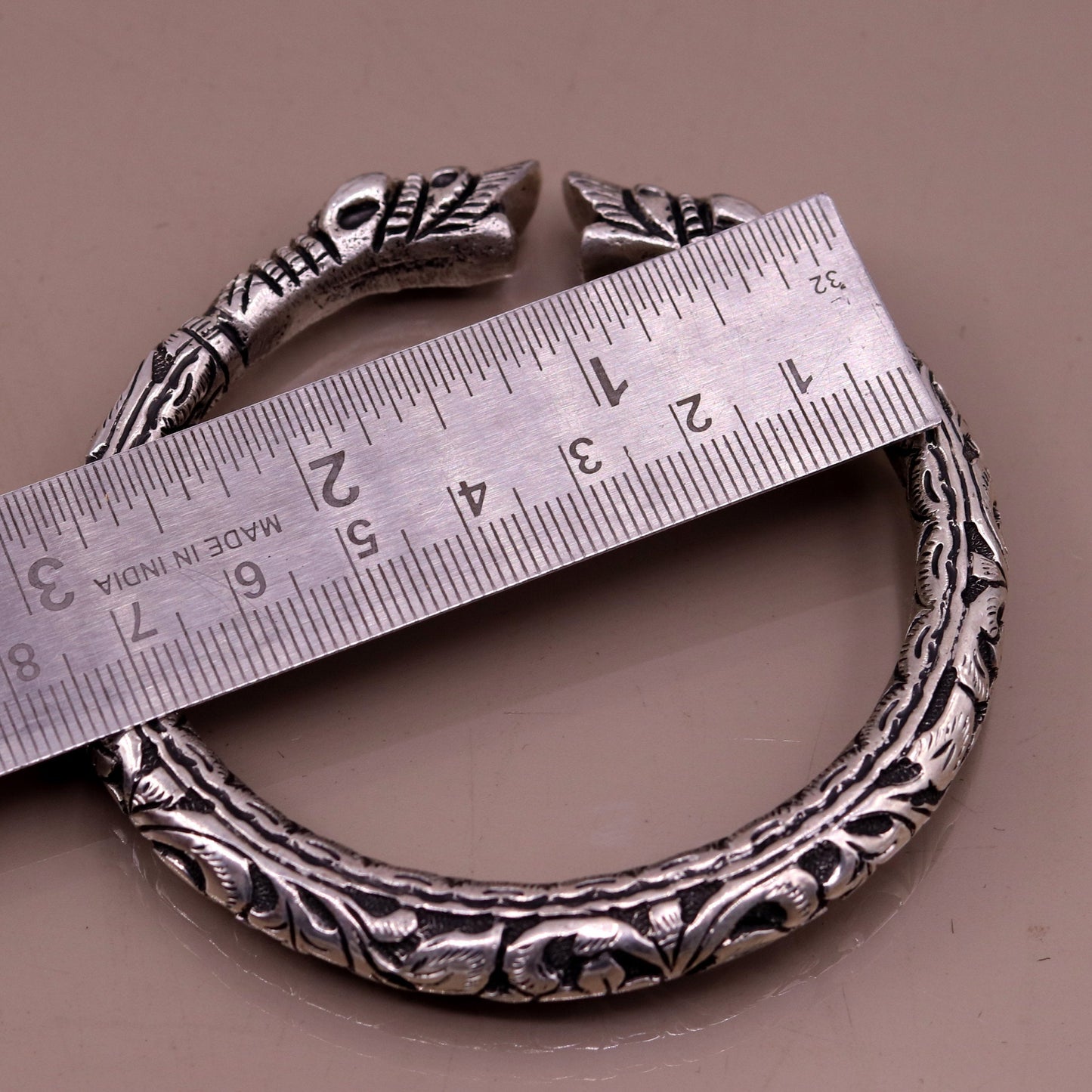 925 sterling silver handcrafted crocodile face vintage antique design chitai work bangle bracelet kada unisex ethnic tribal jewelry nsk230 - TRIBAL ORNAMENTS