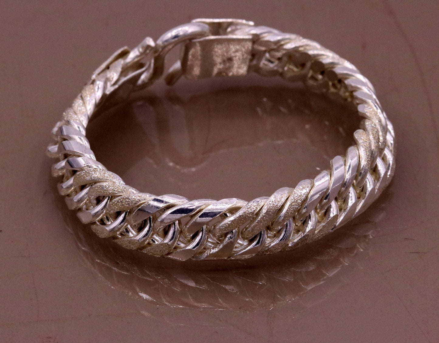 8" solid long Vintage antique cuban link chain 925 sterling silver bracelet, excellent unisex gifting custom made jewelry from india sbr151 - TRIBAL ORNAMENTS