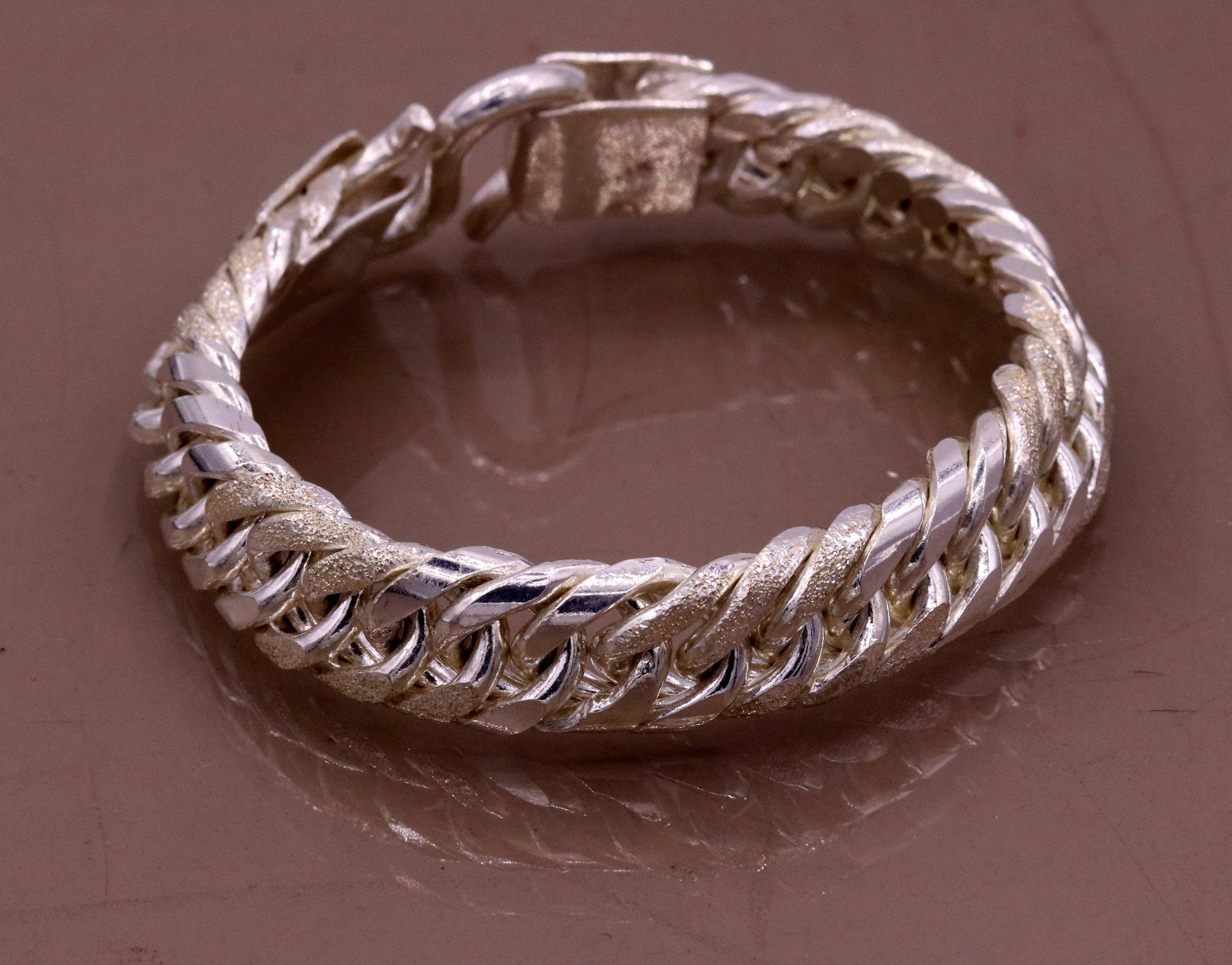 8" solid long Vintage antique cuban link chain 925 sterling silver bracelet, excellent unisex gifting custom made jewelry from india sbr151 - TRIBAL ORNAMENTS