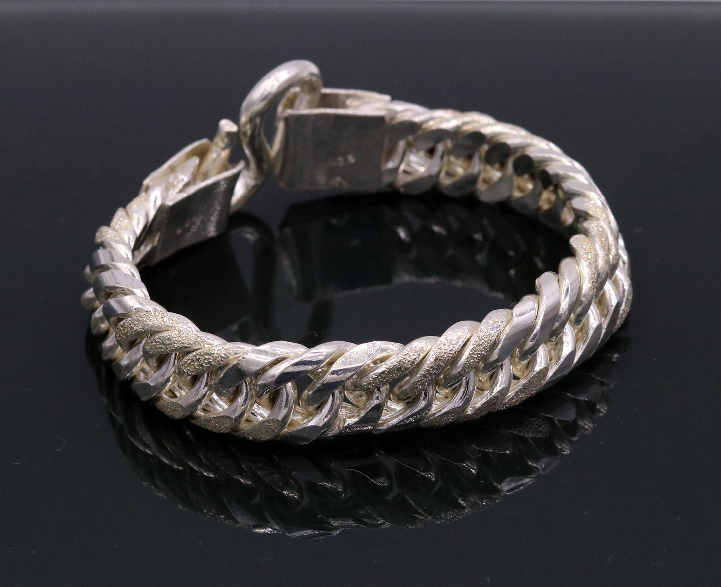 8" solid long Vintage antique cuban link chain 925 sterling silver bracelet, excellent unisex gifting custom made jewelry from india sbr151 - TRIBAL ORNAMENTS