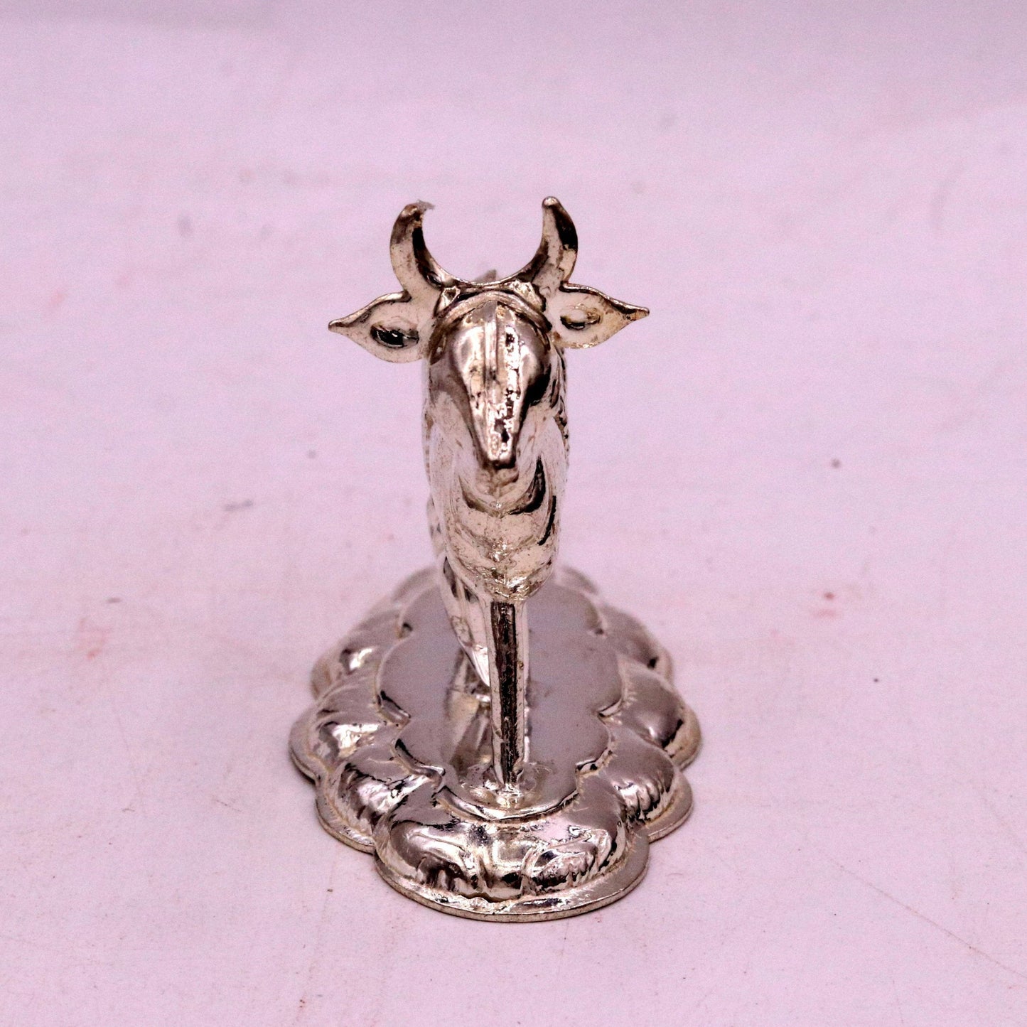 Vintage antique design handmade Kamdhenu Cow with Calf sterling silver statue art sculpture, silver figurine hope temple art decor cox sst10 - TRIBAL ORNAMENTS