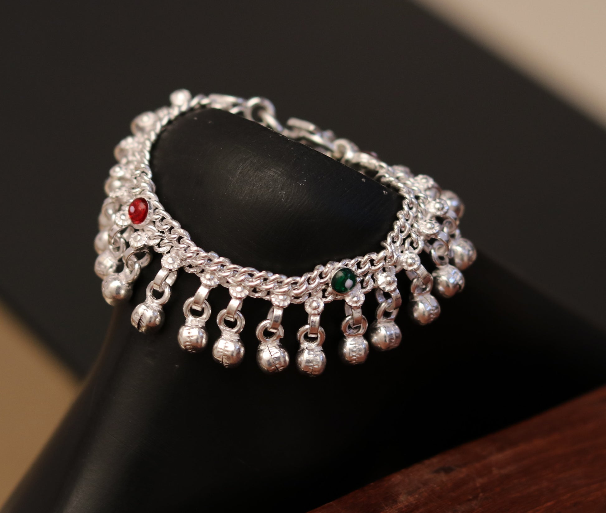 5.1" handmade vintage trendy style sterling silver fabulous baby anklets, unisex baby ankle bracelet with awesome nosy jingle bells ank164 - TRIBAL ORNAMENTS