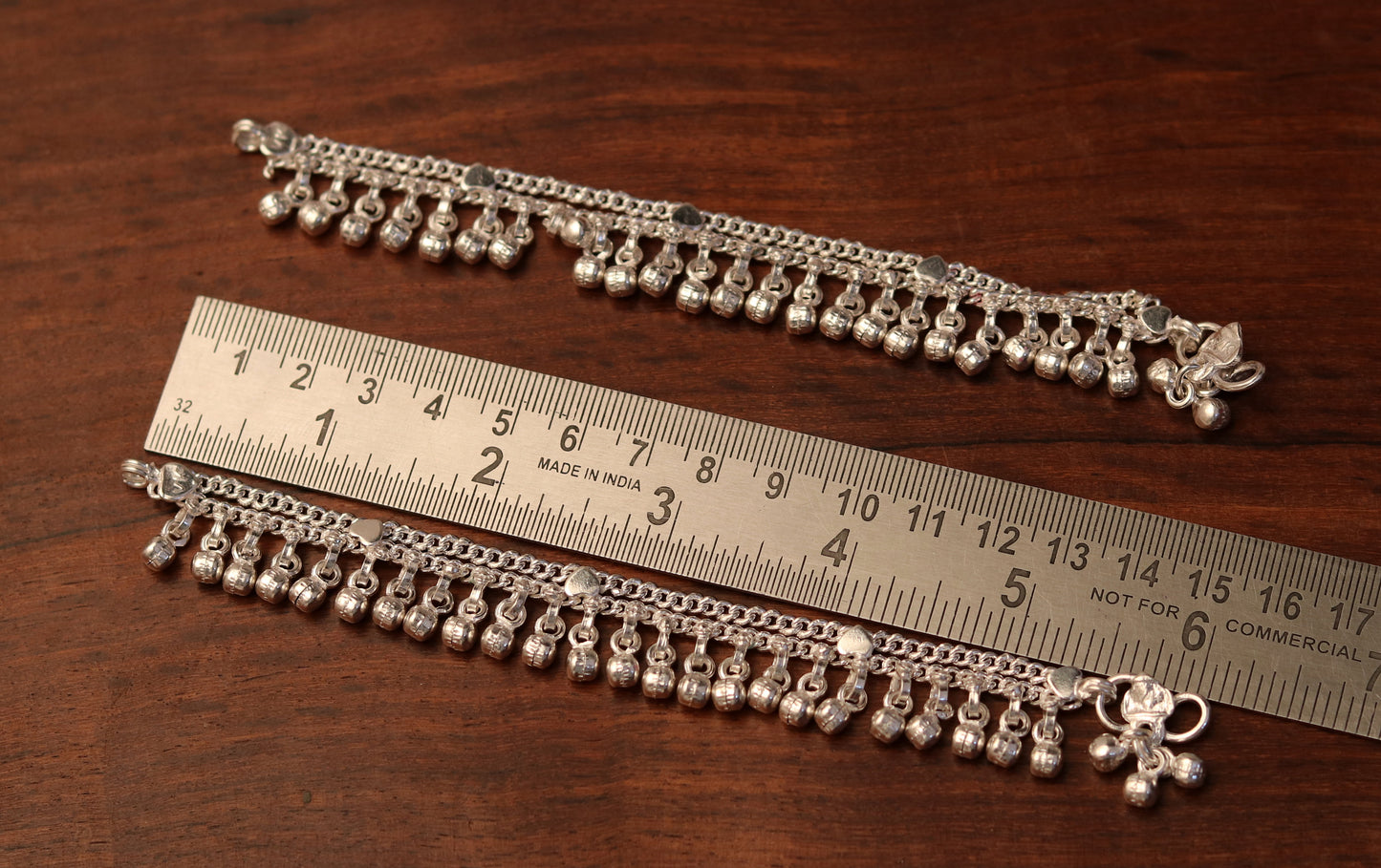 6" Handmade vintage antique style sterling silver fabulous noisy jingle bells anklets, baby foot bracelet tribal ethnic jewelry India ank167 - TRIBAL ORNAMENTS