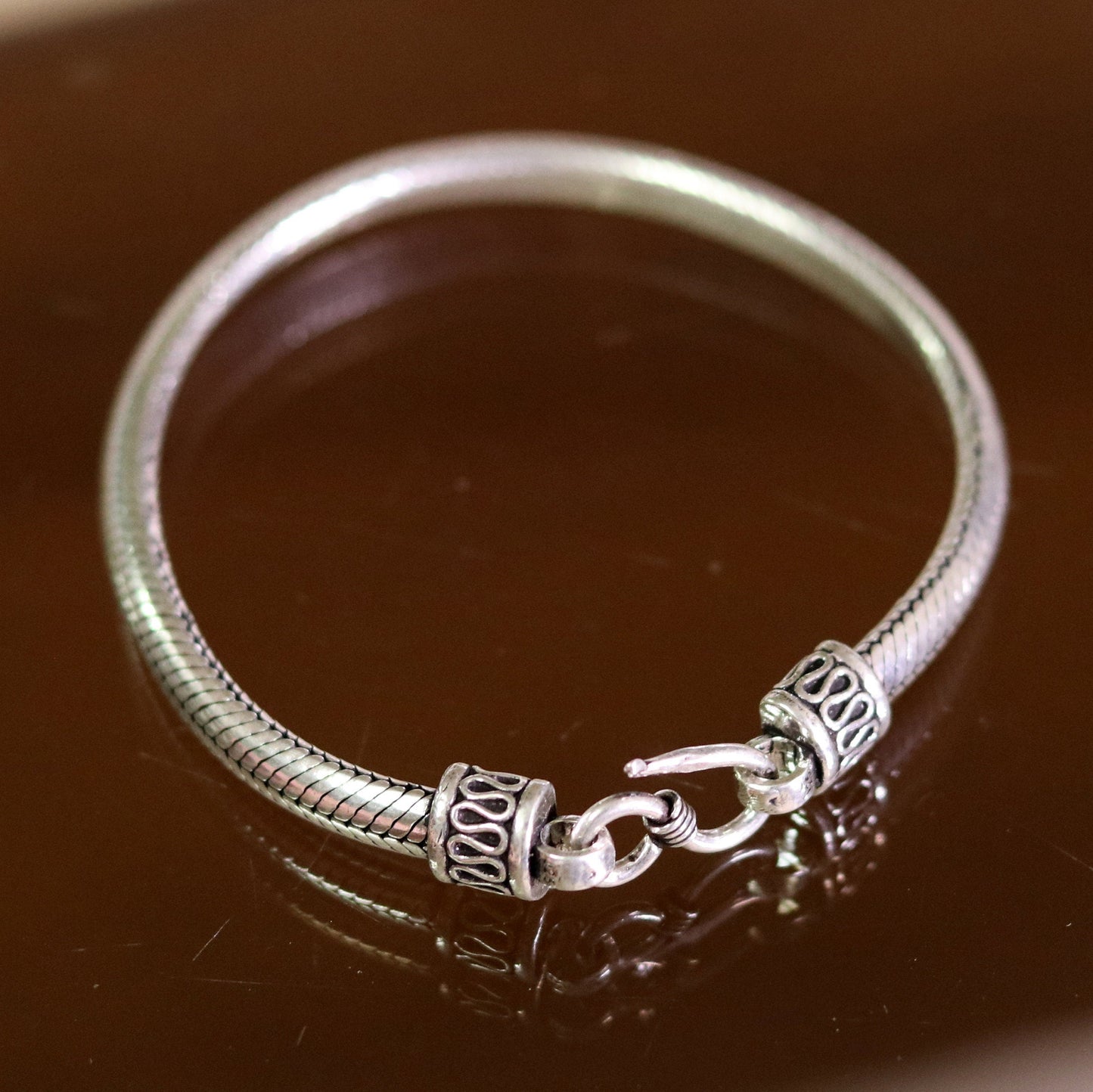 7.5" inches long 925 sterling silver handmade snake chain bracelet D shape Customized bracelet half round snake chain bracelet unisex sbr200 - TRIBAL ORNAMENTS