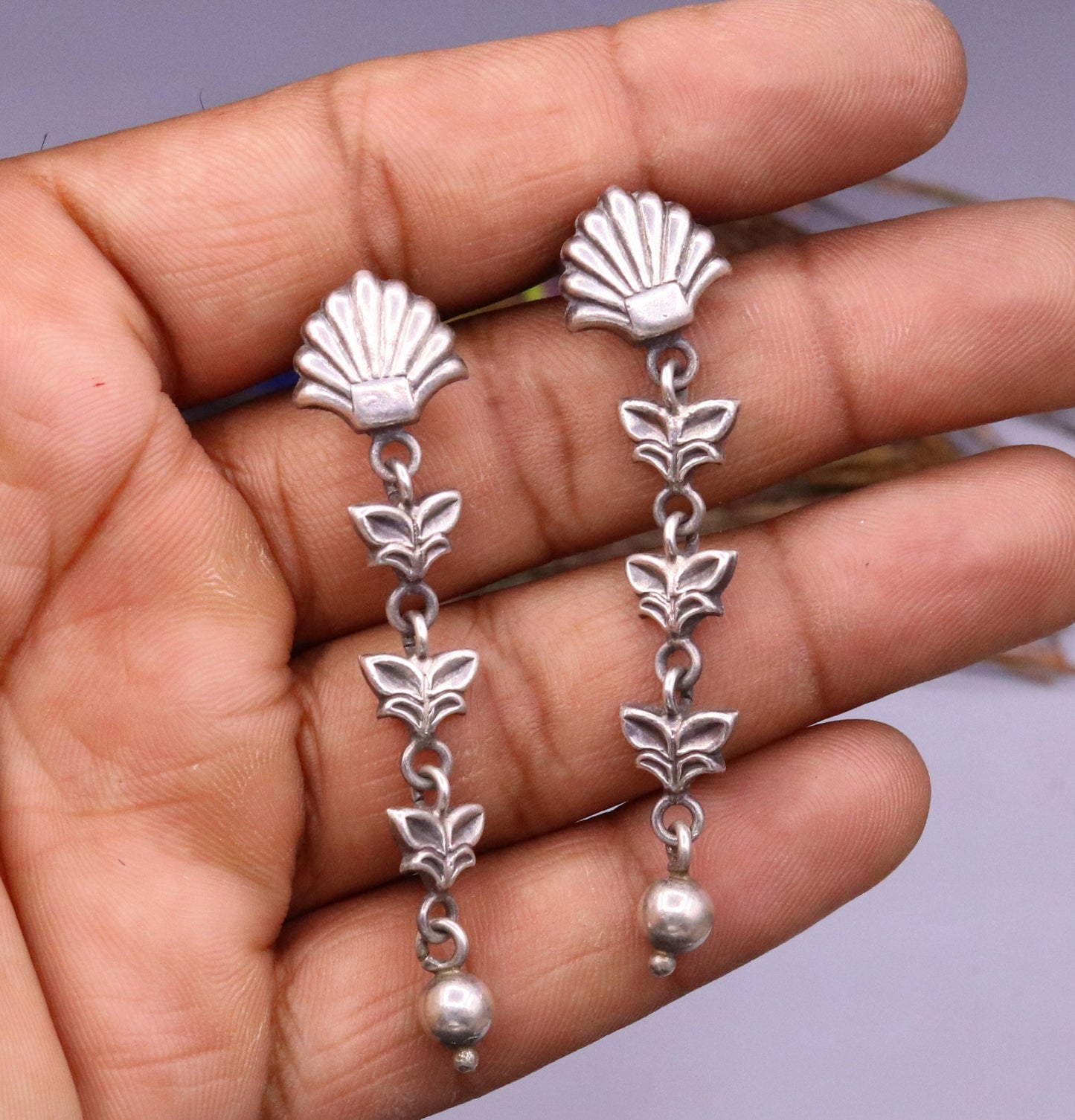 925 sterling silver handmade fabulous light weight stud earring pretty attractive gifting jewelry, oxidized tribal earring drop dangle s821 - TRIBAL ORNAMENTS