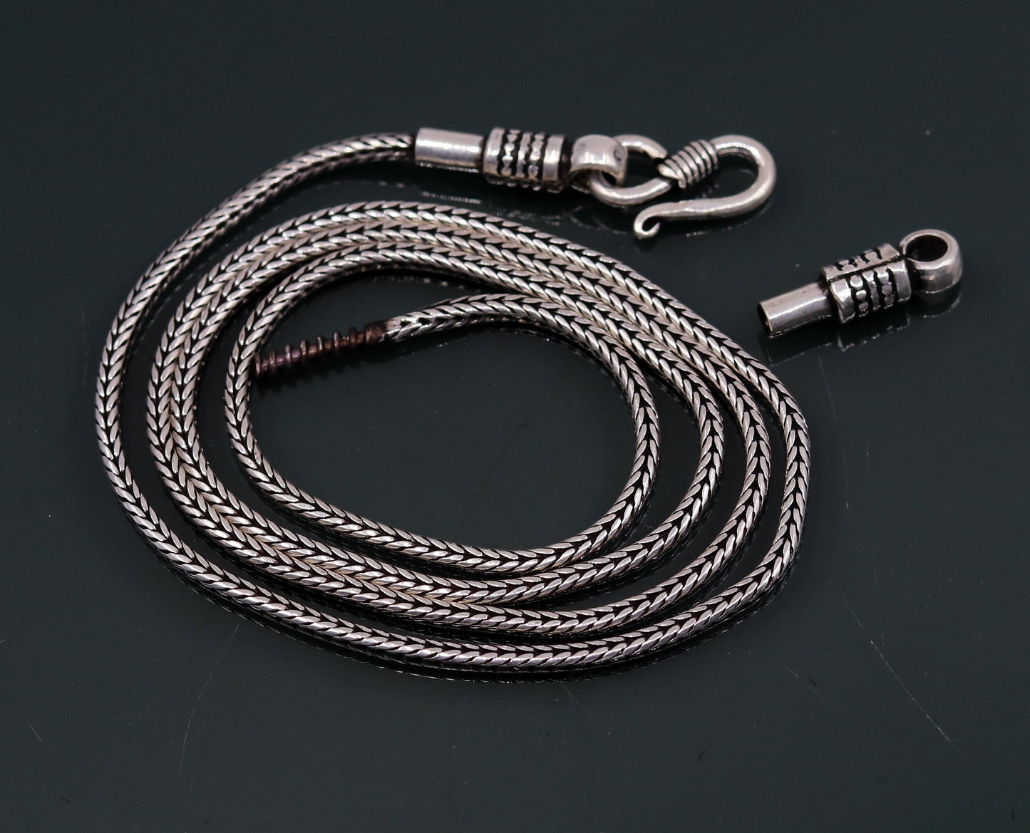 Unique design 2mm wheat design 925 sterling silver chain necklace, screw chain,pendant chain for pendant, vintage design necklace jewelry ch71 - TRIBAL ORNAMENTS