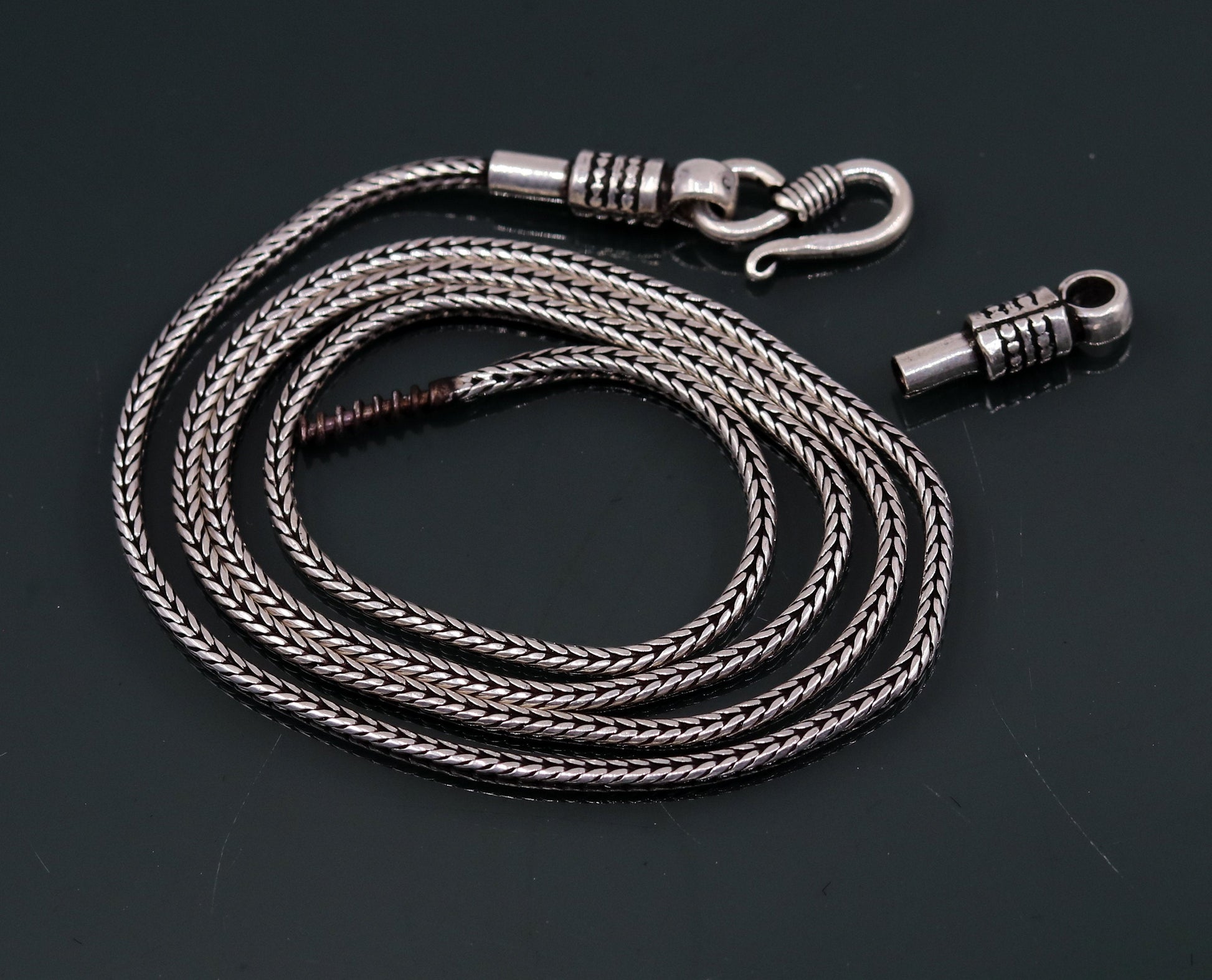 Unique design 2mm wheat design 925 sterling silver chain necklace, screw chain,pendant chain for pendant, vintage design necklace jewelry ch71 - TRIBAL ORNAMENTS