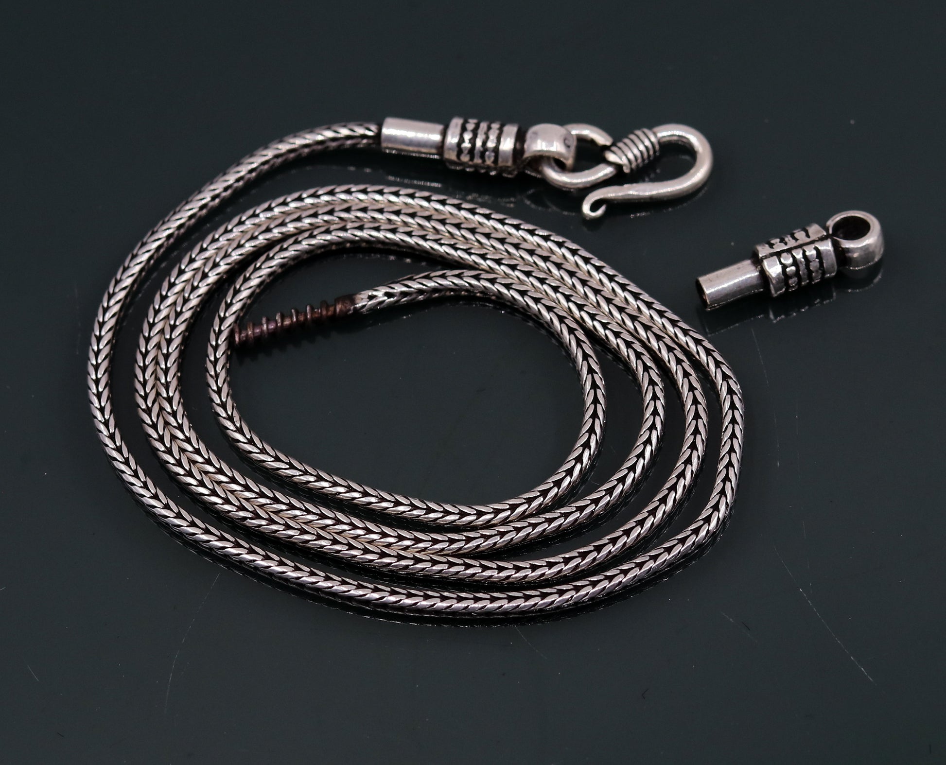 18" to 24" 2mm 925 sterling silver vintage style wheat chain necklace, screw chain, pendant chain for pendant, customized necklace jewelry ch70 - TRIBAL ORNAMENTS