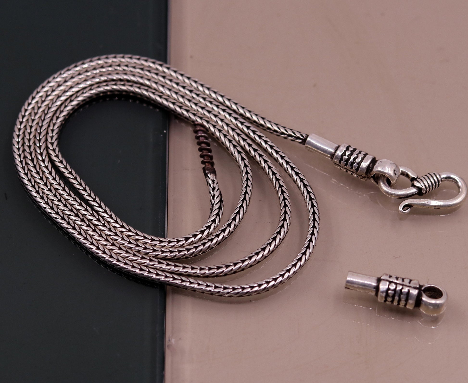 Unique design 2mm wheat design 925 sterling silver chain necklace, screw chain,pendant chain for pendant, vintage design necklace jewelry ch71 - TRIBAL ORNAMENTS