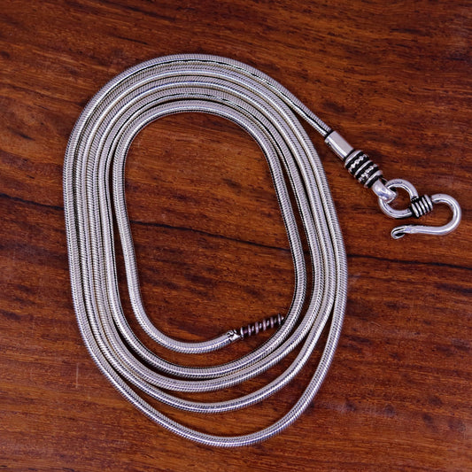 36" Vintage design 925 sterling silver snake chain necklace, screw chain,pendant chain for pendant, vintage design necklace jewelry ch72 - TRIBAL ORNAMENTS
