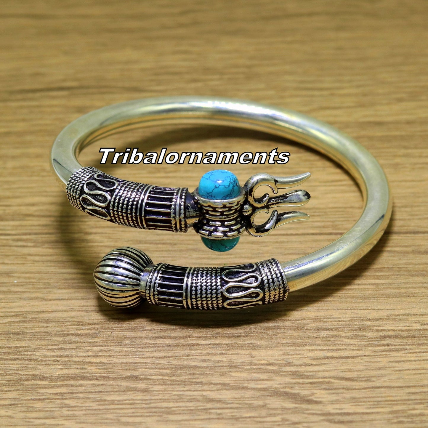 925 sterling silver handmade fabulous turquoise stone shiva kada bangle bracelet excellent customized unisex wrist temple jewelry nsk234 - TRIBAL ORNAMENTS