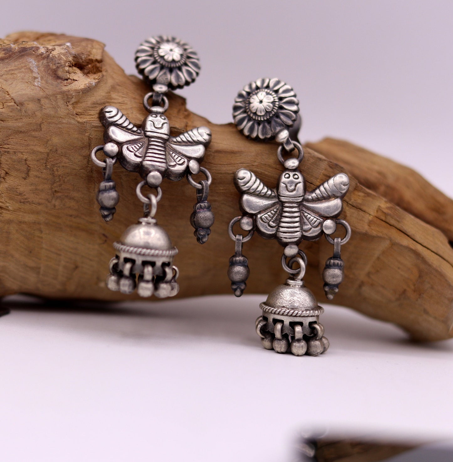 925 sterling silver fabulous butterfly design handmade stud earrings awesome wedding party girl's earrings tribal jewelry India s456 - TRIBAL ORNAMENTS