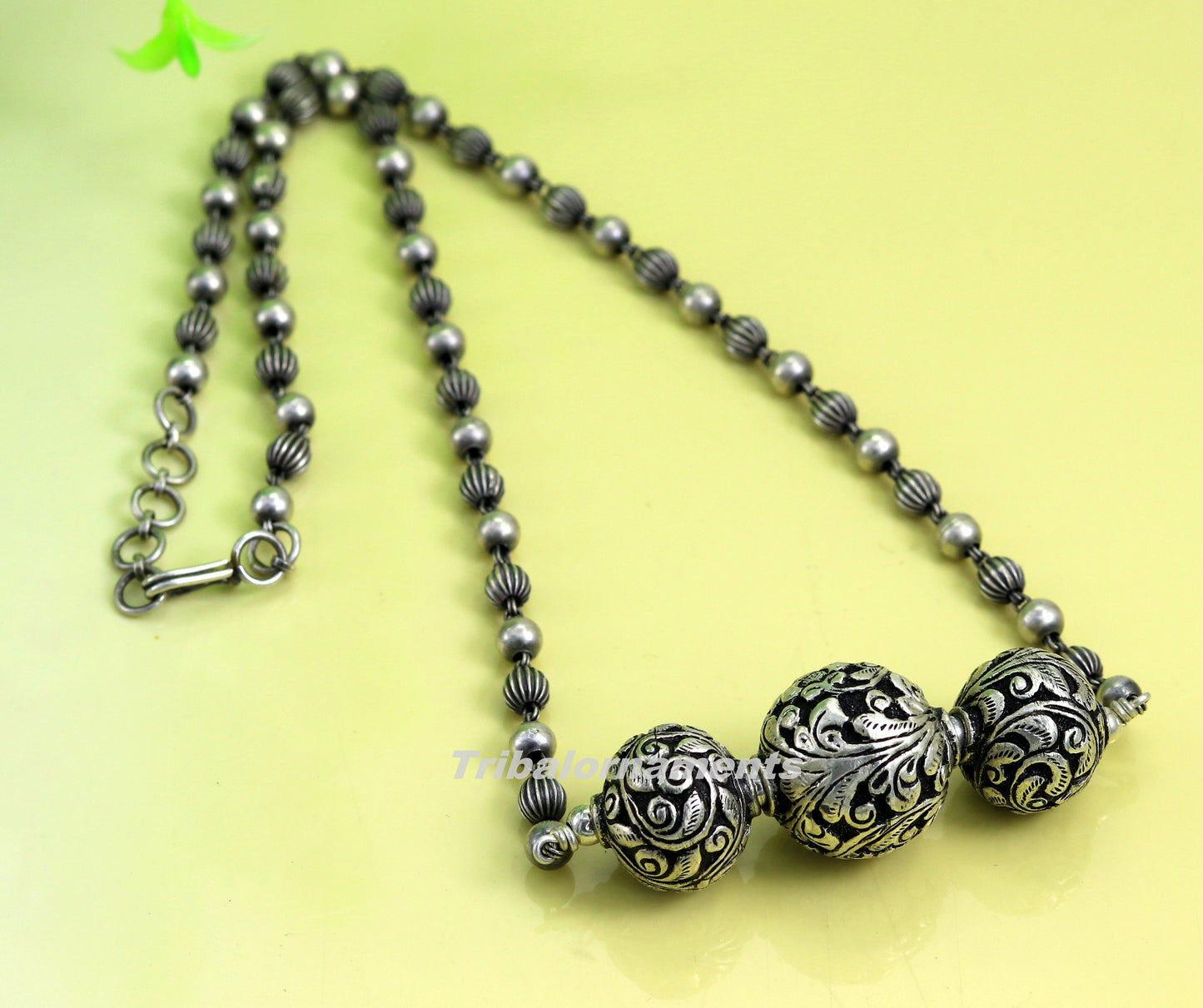 925 sterling silver handmade excellent chitai work 22" long vintage customized beaded necklace tribal belly dance bridal jewelry set119 - TRIBAL ORNAMENTS