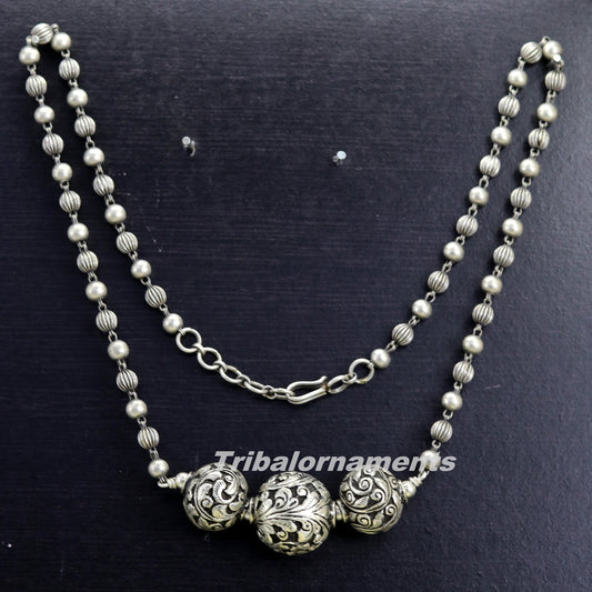 925 sterling silver handmade excellent chitai work  22" long vintage customized beaded necklace  tribal belly dance bridal jewelry  set119 - TRIBAL ORNAMENTS