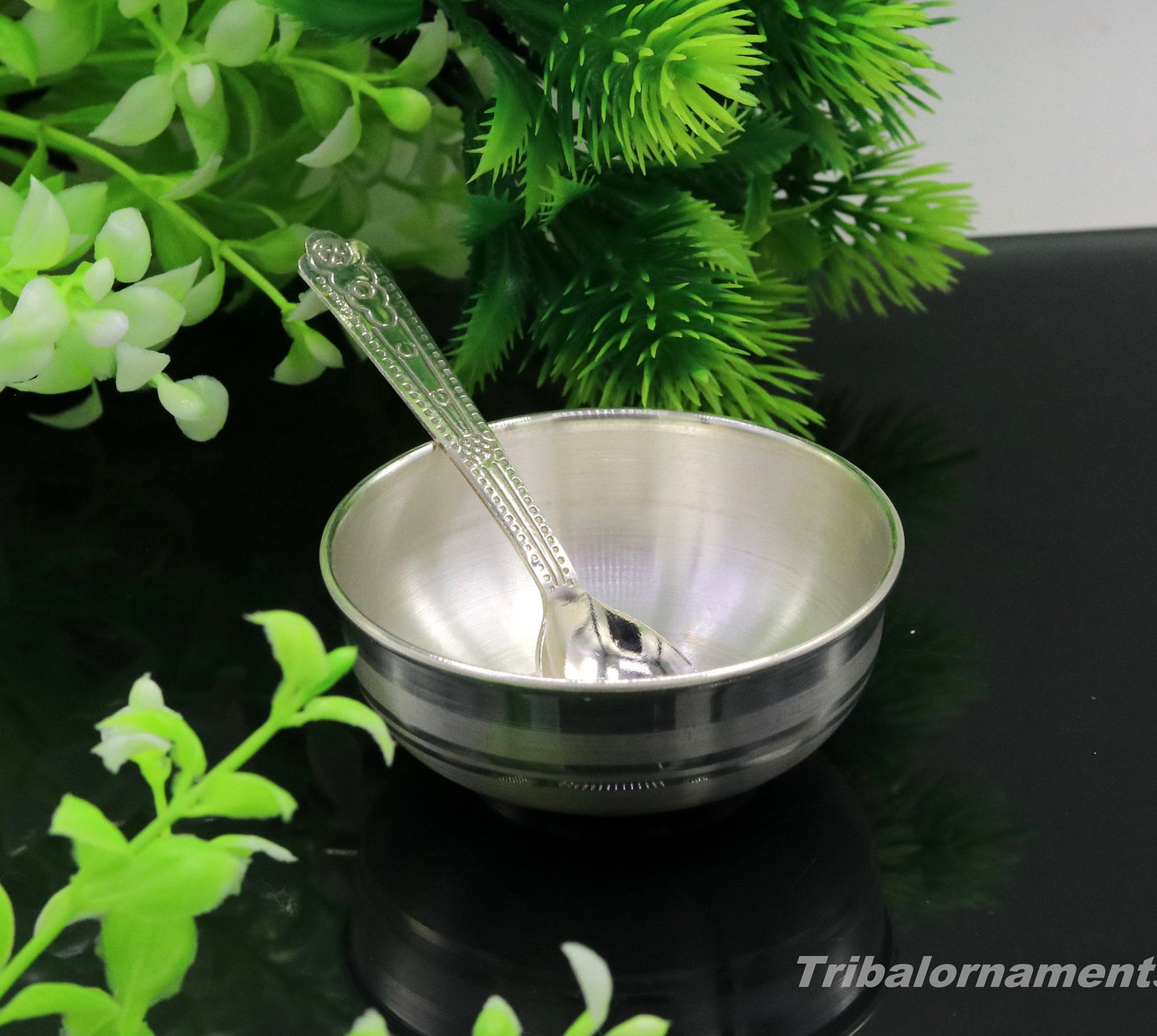 999 fine solid silver handmade small bowl for baby food, pure silver vessels, silver utensils, home and kitchen accessories india sv29 - TRIBAL ORNAMENTS