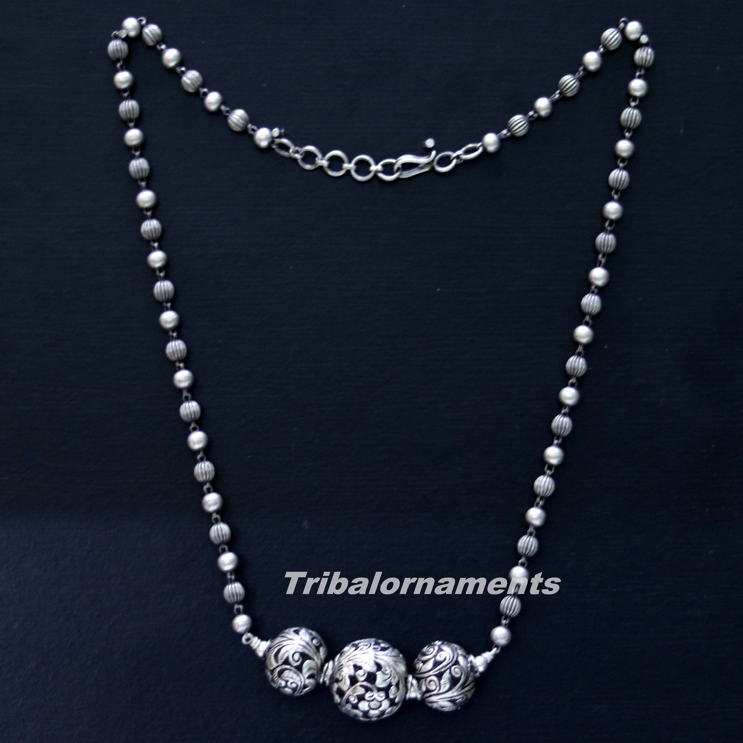 925 sterling silver handmade excellent chitai work 22" long vintage customized beaded necklace tribal belly dance bridal jewelry set119 - TRIBAL ORNAMENTS