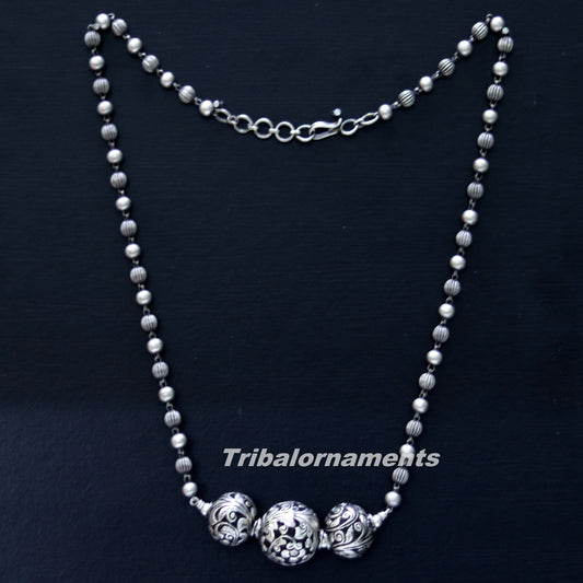 925 sterling silver handmade excellent chitai work  22" long vintage customized beaded necklace  tribal belly dance bridal jewelry  set119 - TRIBAL ORNAMENTS