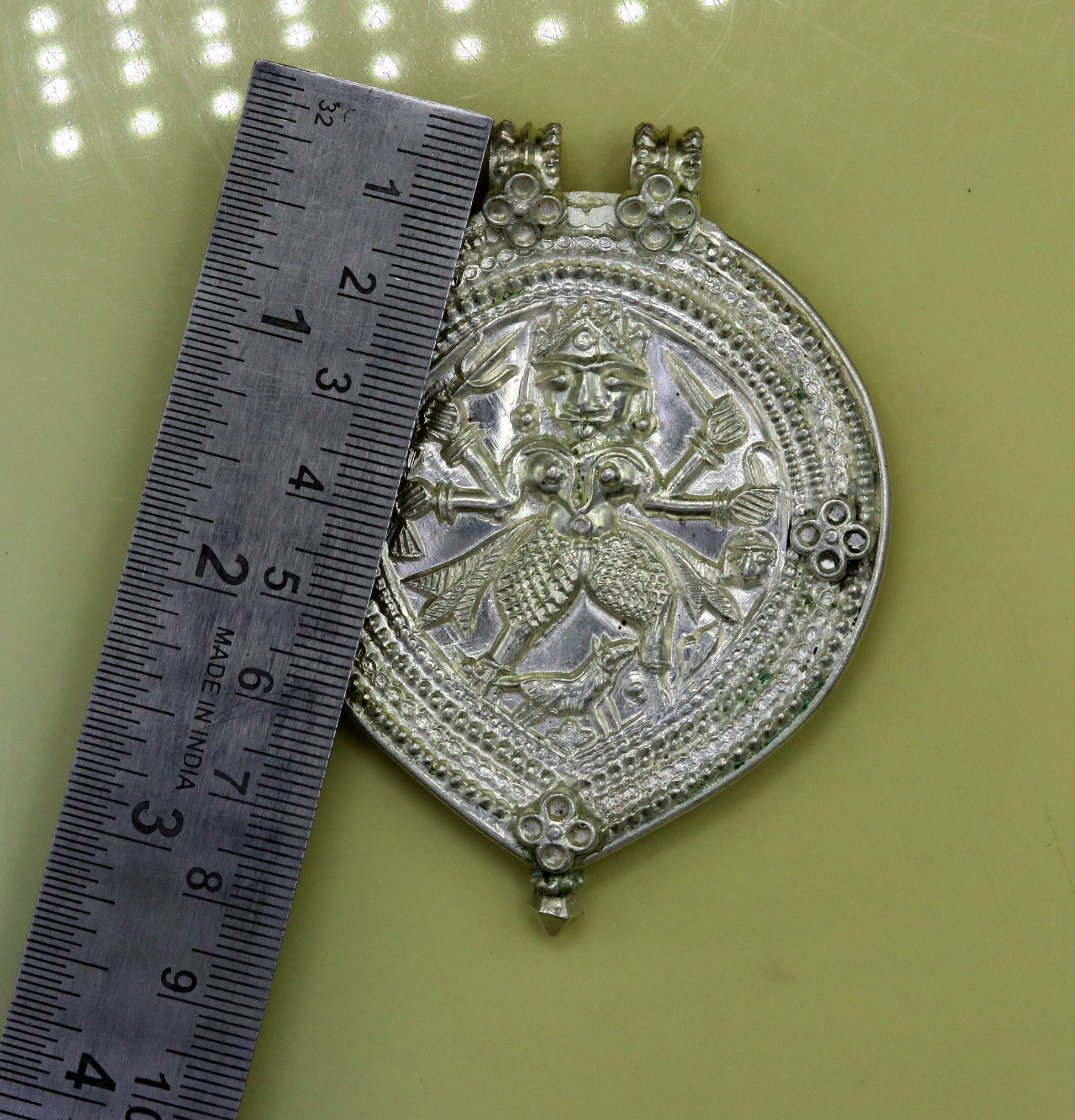 Vintage antique design handmade solid silver tribal deity god 'bhairwa' design tribal hippie and boho ethnic pendant necklace jewelry nsp368 - TRIBAL ORNAMENTS