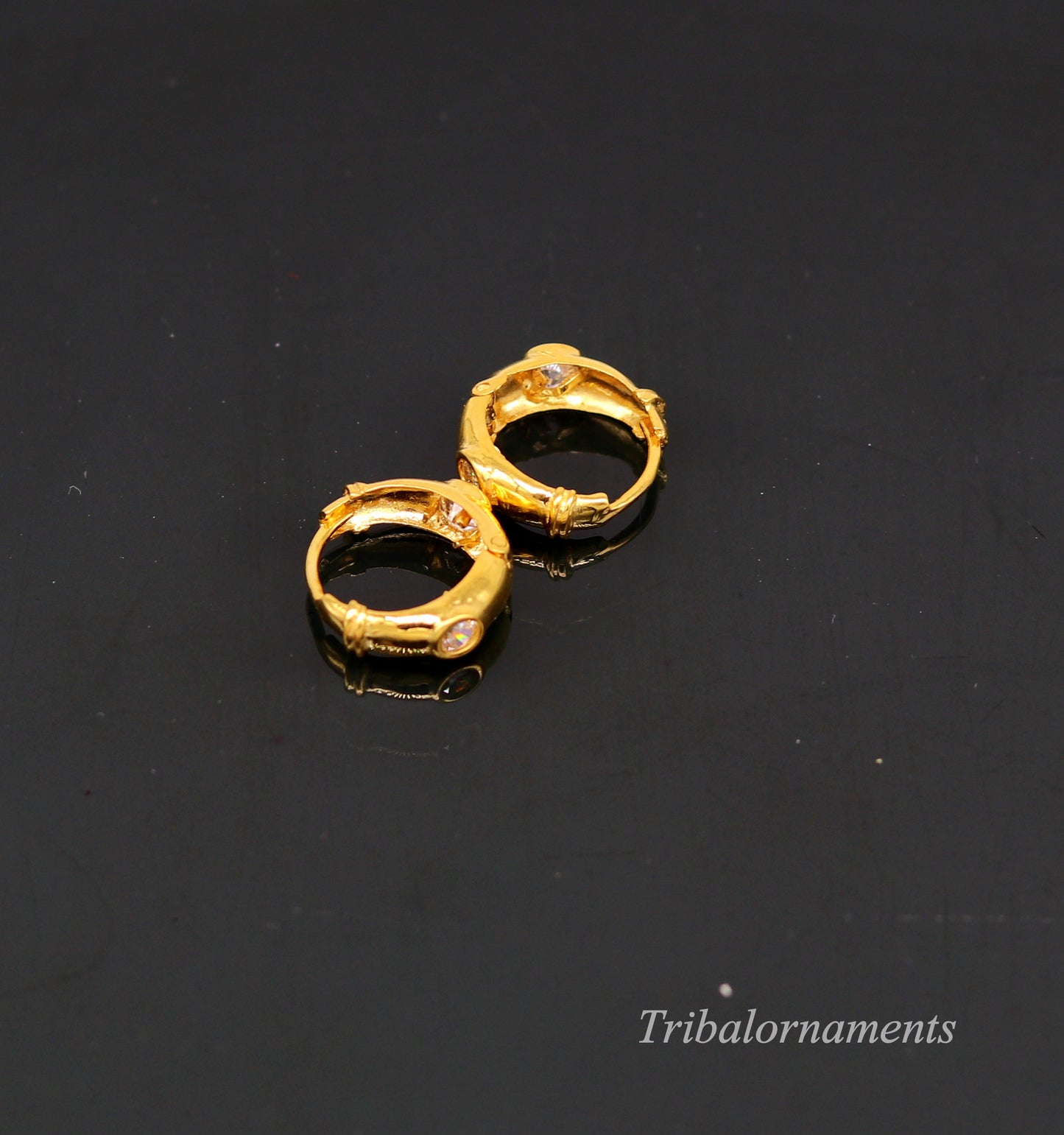 Vintage design 18kt yellow gold handmade fabulous hoops earring bali, amazing customized gifting unisex tribal jewelry ho44 - TRIBAL ORNAMENTS