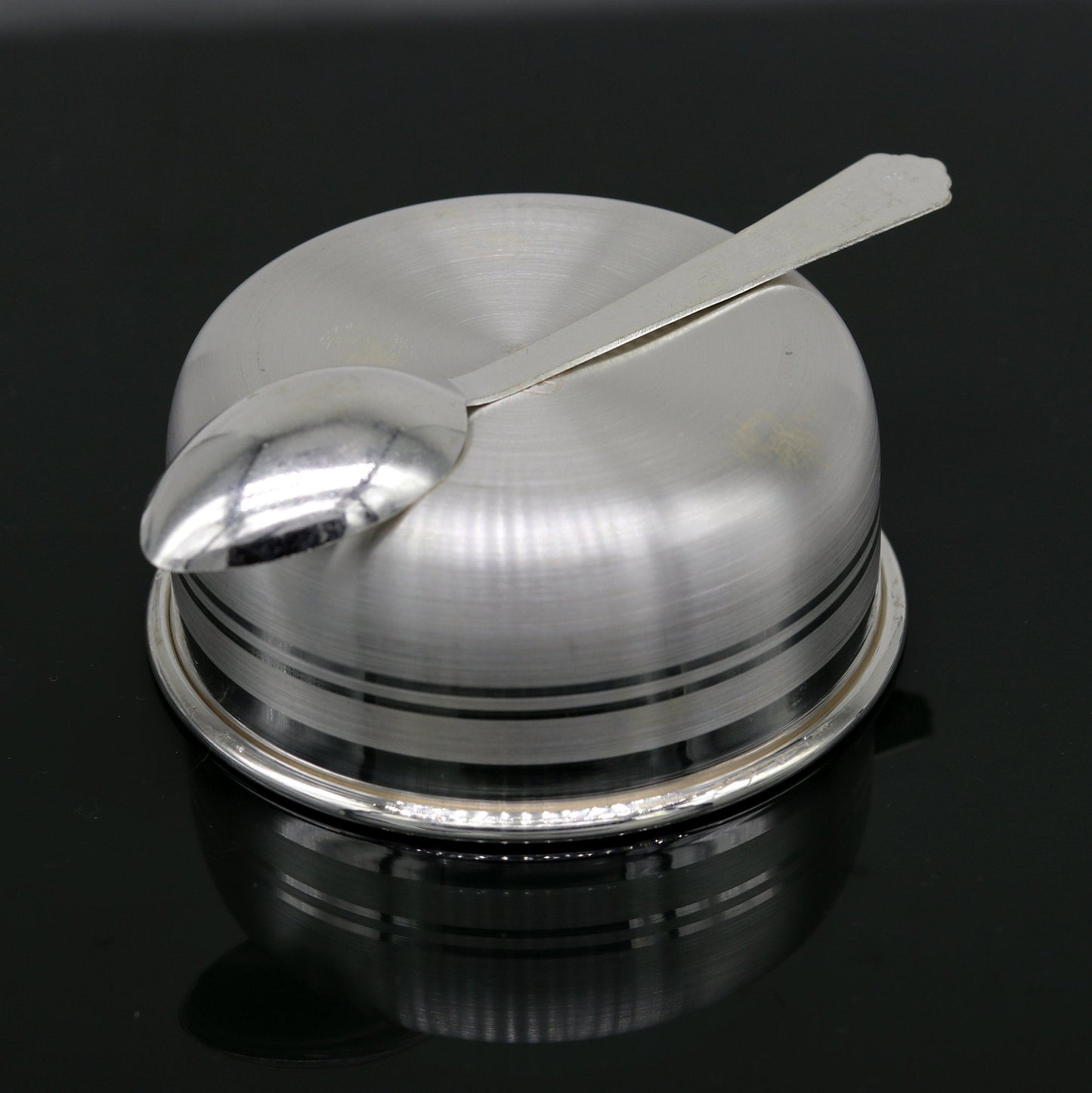 999 pure fine silver handmade silver bowl and spoon set, silver has antibacterial properties,stay baby/kids healthy, silver vessels sv42 - TRIBAL ORNAMENTS