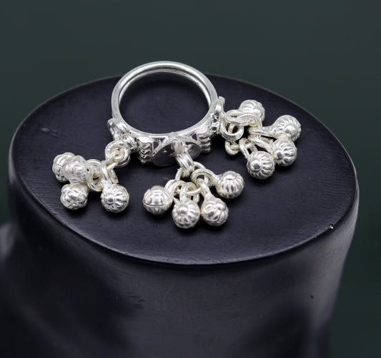 Vintage design Sterling silver handmade charm ring excellent customized noisy bells drops personalized girls women's jewelry sr259 - TRIBAL ORNAMENTS