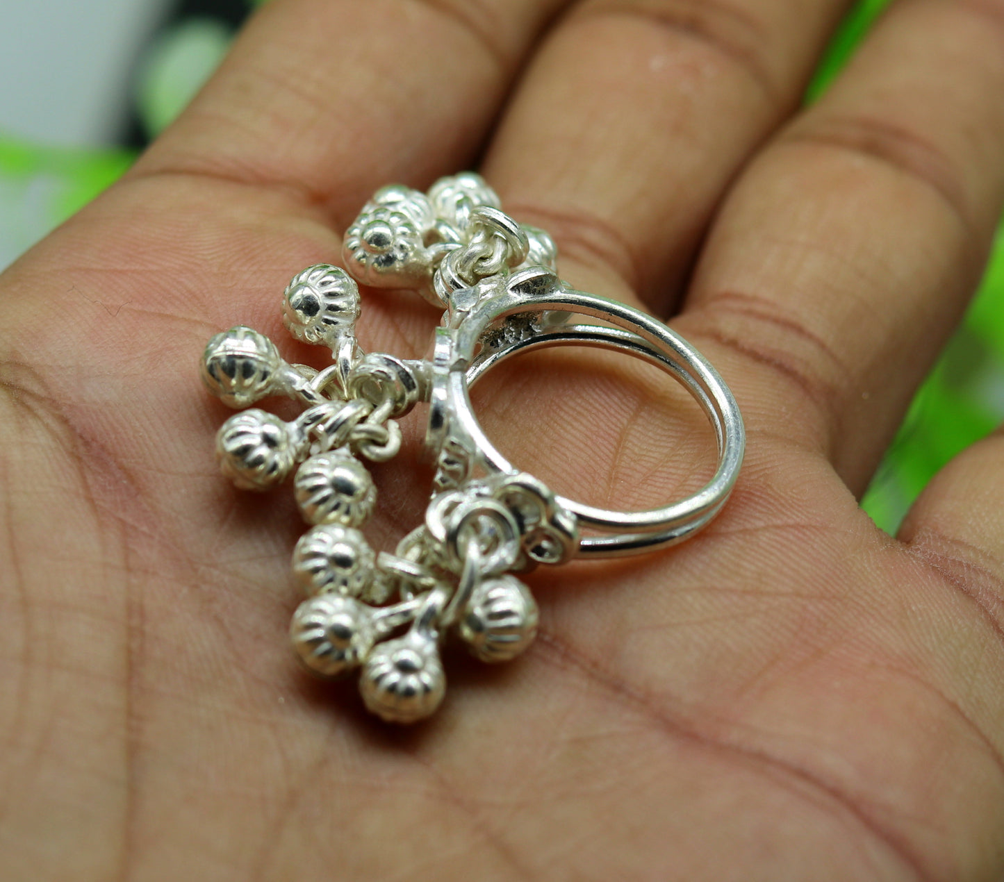 Vintage design Sterling silver handmade charm ring excellent customized noisy bells drops personalized girls women's jewelry sr259 - TRIBAL ORNAMENTS