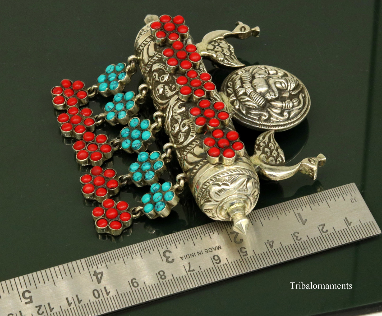 925 sterling silver handmade chitai work amulet pendant, box pendant, pendant customized stylish idol Ganesha charm jewelry  nsp383 - TRIBAL ORNAMENTS