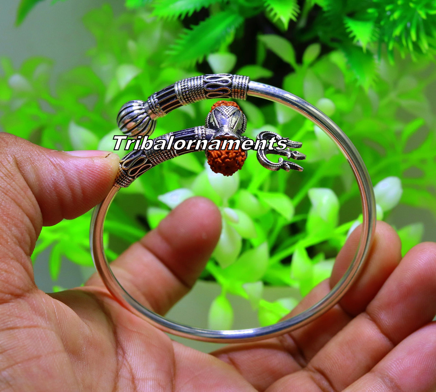 925 sterling silver handmade fabulous Rudraksha beads shiva kada bangle bracelet excellent customized unisex wrist temple jewelry nsk235 - TRIBAL ORNAMENTS