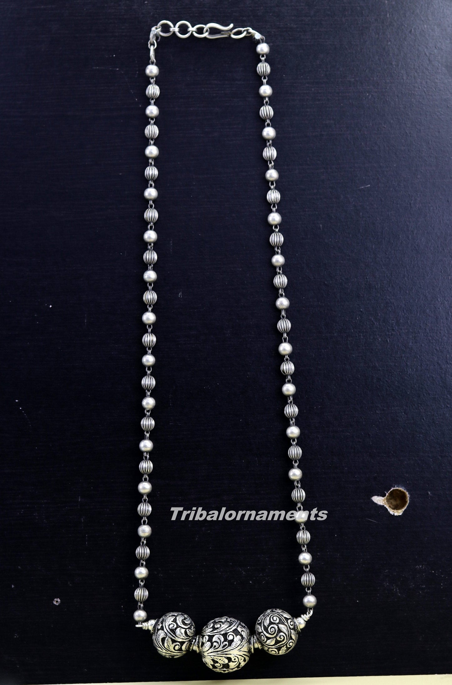 925 sterling silver handmade excellent chitai work 22" long vintage customized beaded necklace tribal belly dance bridal jewelry set119 - TRIBAL ORNAMENTS