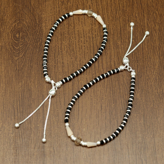 7" 925 sterling silver gorgeous multicolor beads adjustable bracelet, charm bracelet, customized bracelet adjustable girl's jewelry sbr163 - TRIBAL ORNAMENTS