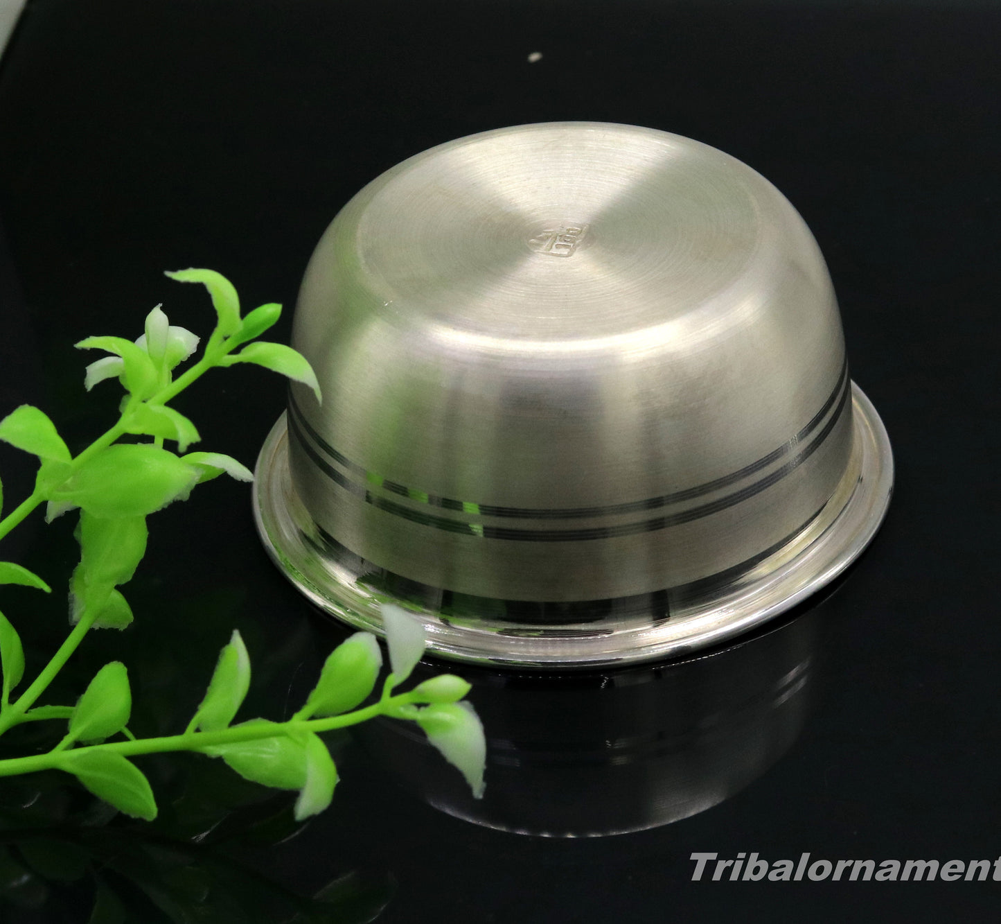 999 fine solid silver handmade bowl tray for baby food, pure silver vessels, silver utensils, home and kitchen accessories india sv28 - TRIBAL ORNAMENTS