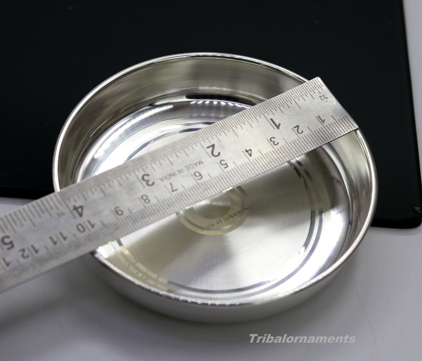 Pure 999 solid fine silver handmade plate or tray with spoon, excellent serving to baby kids food milk, silver utensils, vessels sv33 - TRIBAL ORNAMENTS