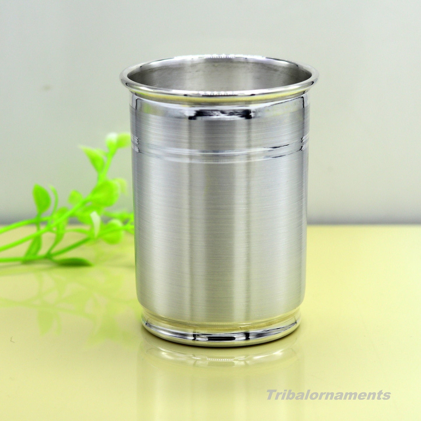 Handmade 999 fine silver water/milk Glass tumbler, silver flask, baby kids feeding water milk silver utensils for stay healthy family sv178 - TRIBAL ORNAMENTS
