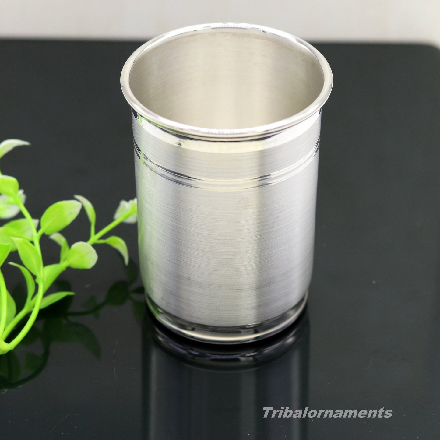 Handmade 999 fine silver water/milk Glass tumbler, silver flask, baby kids feeding water milk silver utensils for stay healthy family sv178 - TRIBAL ORNAMENTS