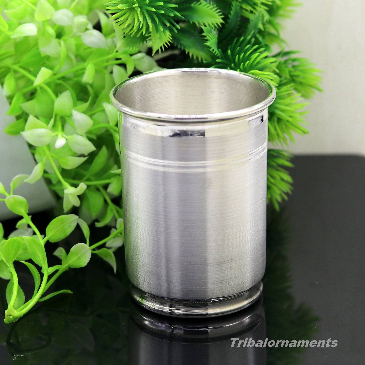 Handmade 999 fine silver water/milk Glass tumbler, silver flask, baby kids feeding water milk silver utensils for stay healthy family sv178 - TRIBAL ORNAMENTS