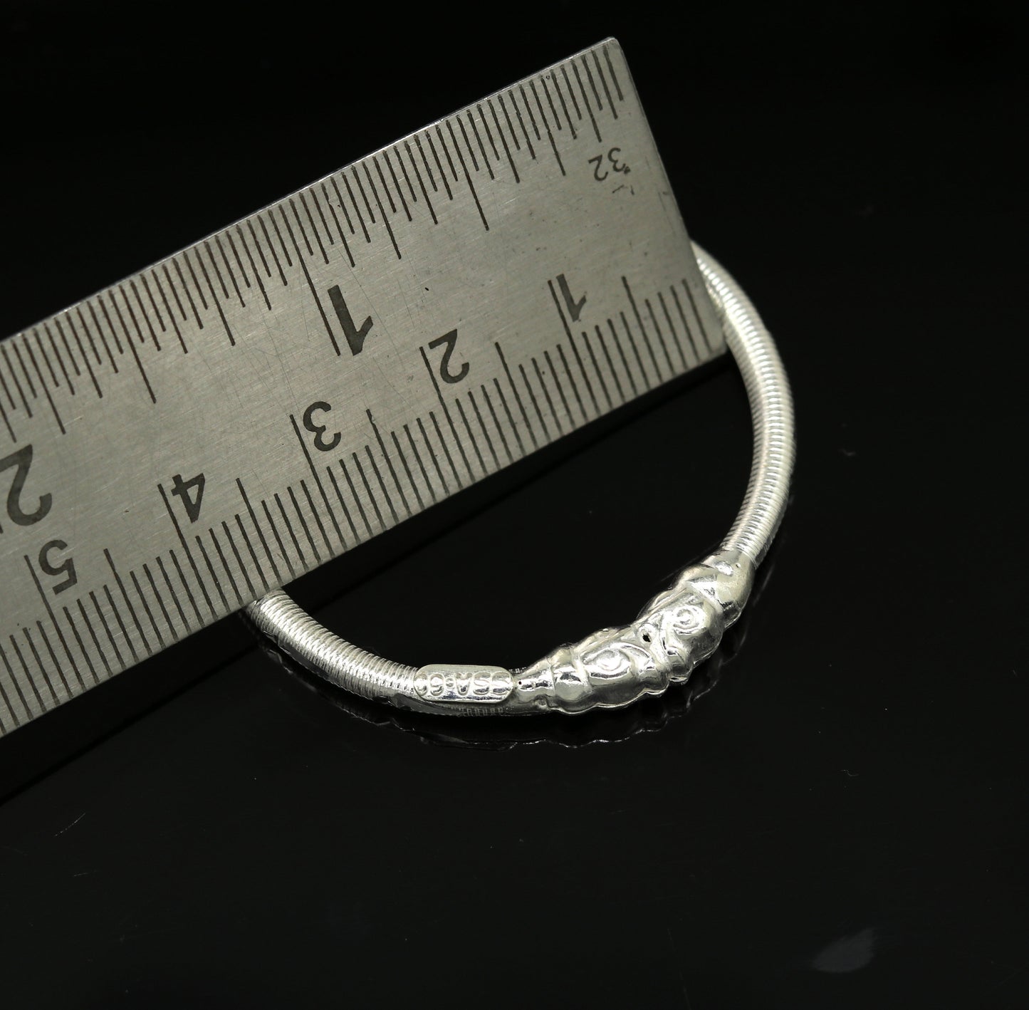 Vintage design handmade crocodile face sterling silver bangle bracelet new born baby, fabulous customized tribal unisex kids jewelry ba82 - TRIBAL ORNAMENTS