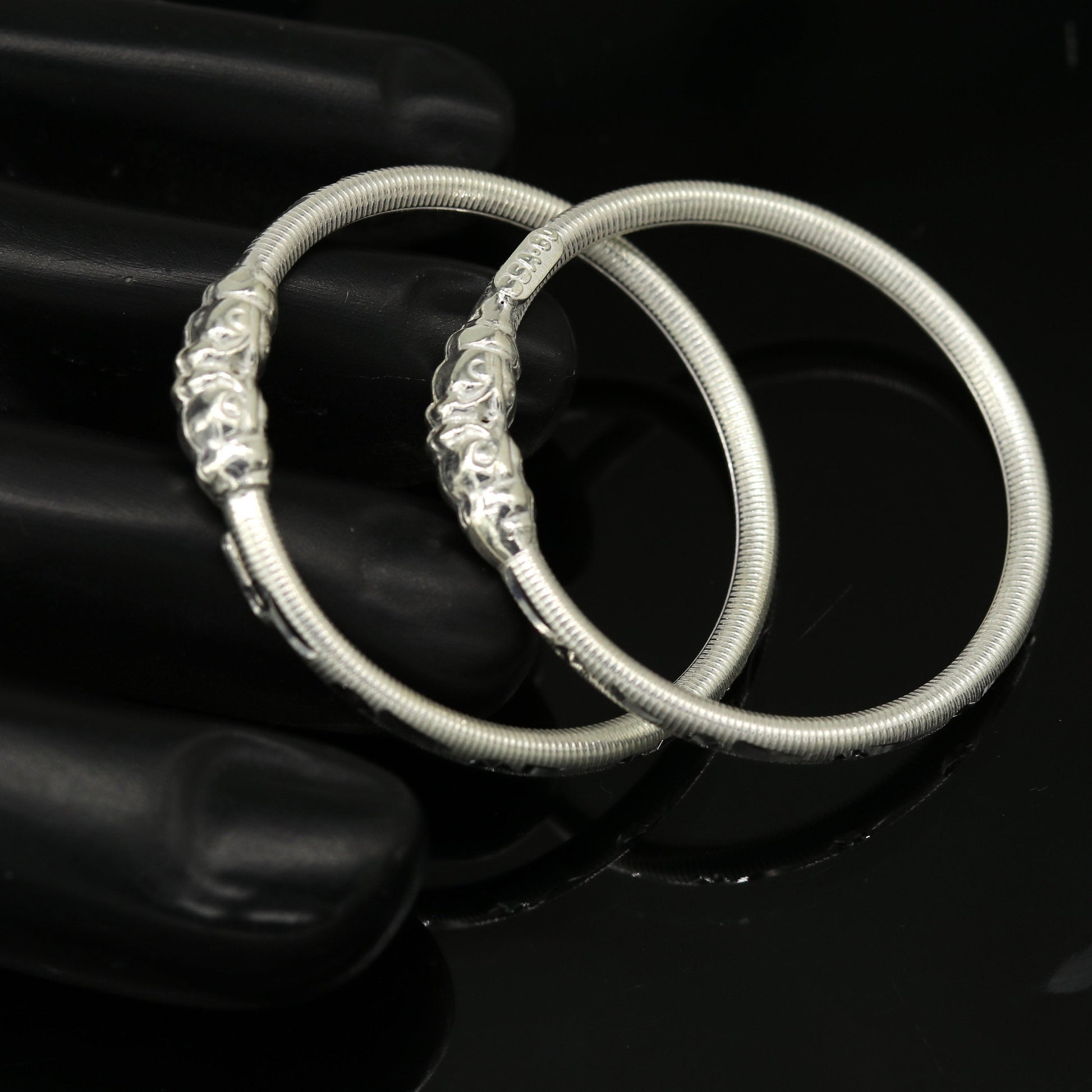 Vintage design handmade crocodile face sterling silver bangle bracelet new born baby, fabulous customized tribal unisex kids jewelry ba82 - TRIBAL ORNAMENTS