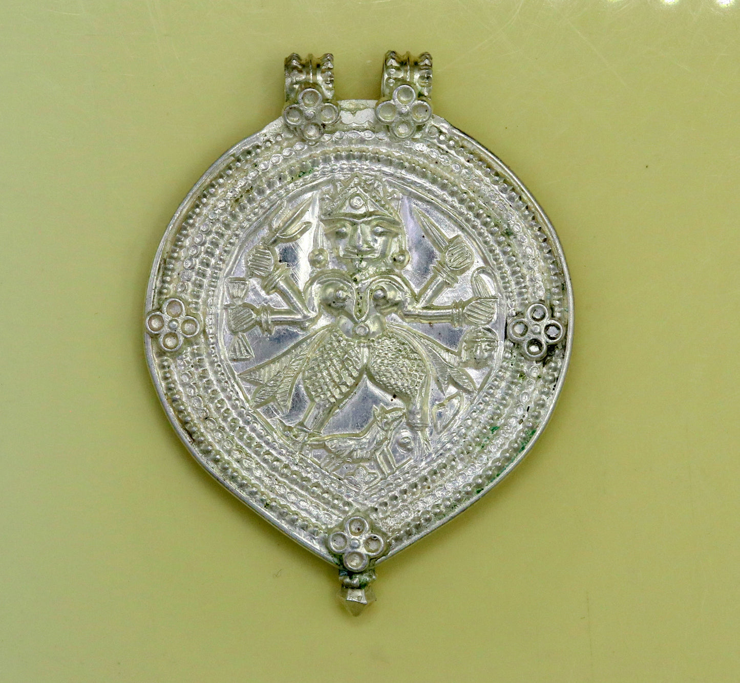 Vintage antique design handmade solid silver tribal deity god 'bhairwa' design tribal hippie and boho ethnic pendant necklace jewelry nsp368 - TRIBAL ORNAMENTS