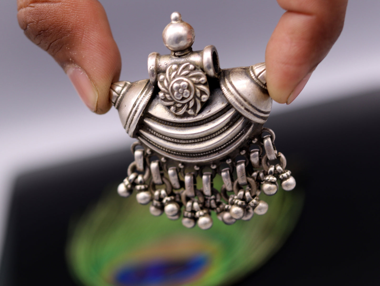 925 sterling silver handmade customized vintage design pretty charm pendant necklace belly dance personalized tribal jewelry gifting nsp394 - TRIBAL ORNAMENTS