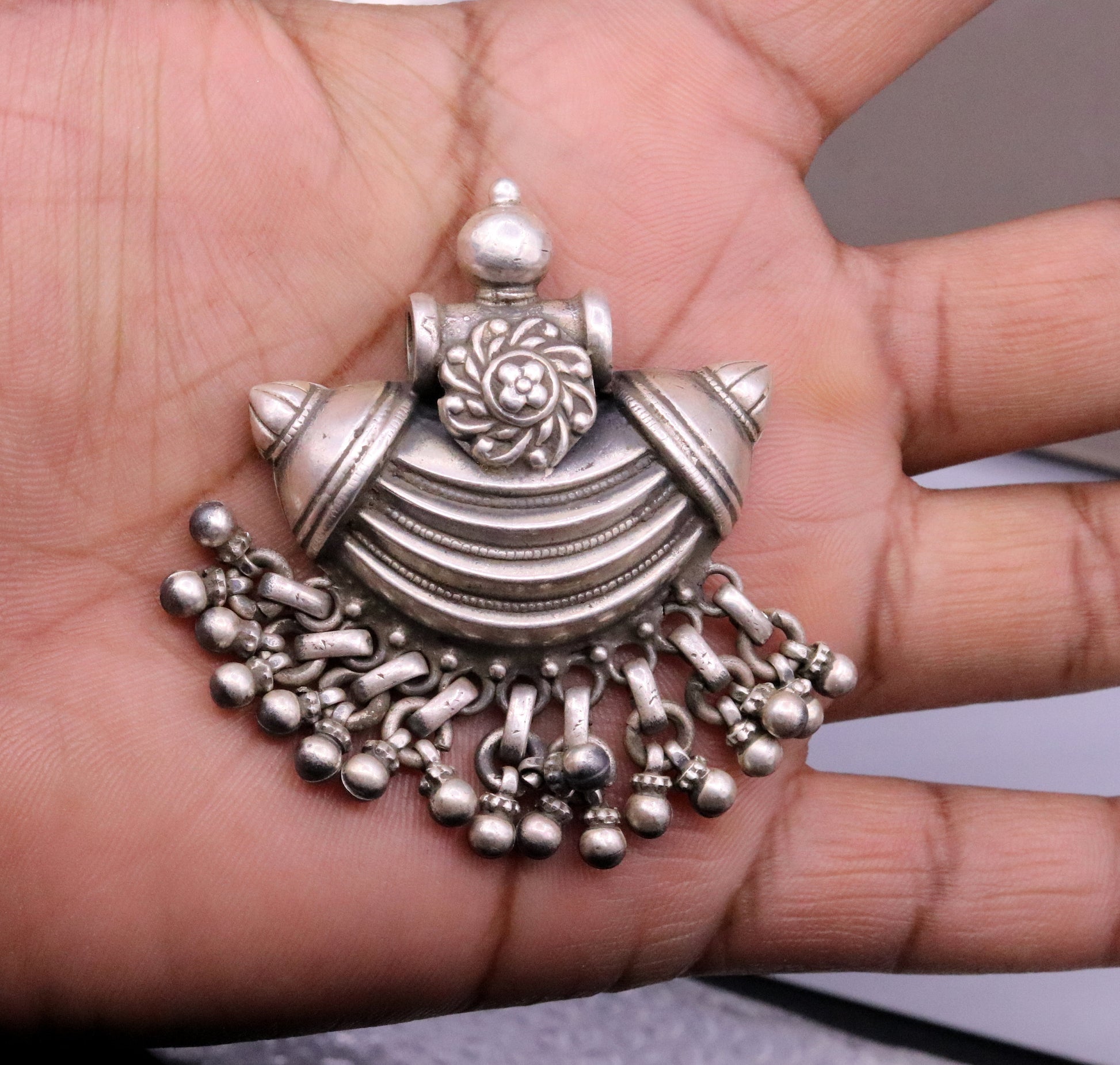 925 sterling silver handmade customized vintage design pretty charm pendant necklace belly dance personalized tribal jewelry gifting nsp394 - TRIBAL ORNAMENTS