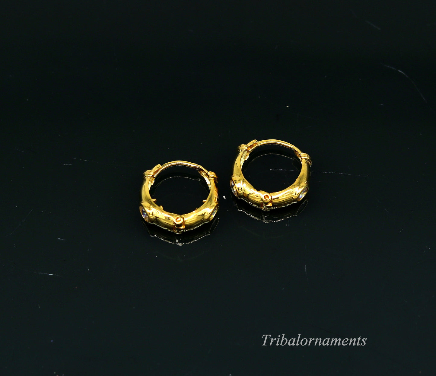 Vintage design 18kt yellow gold handmade fabulous hoops earring bali, amazing customized gifting unisex tribal jewelry ho44 - TRIBAL ORNAMENTS