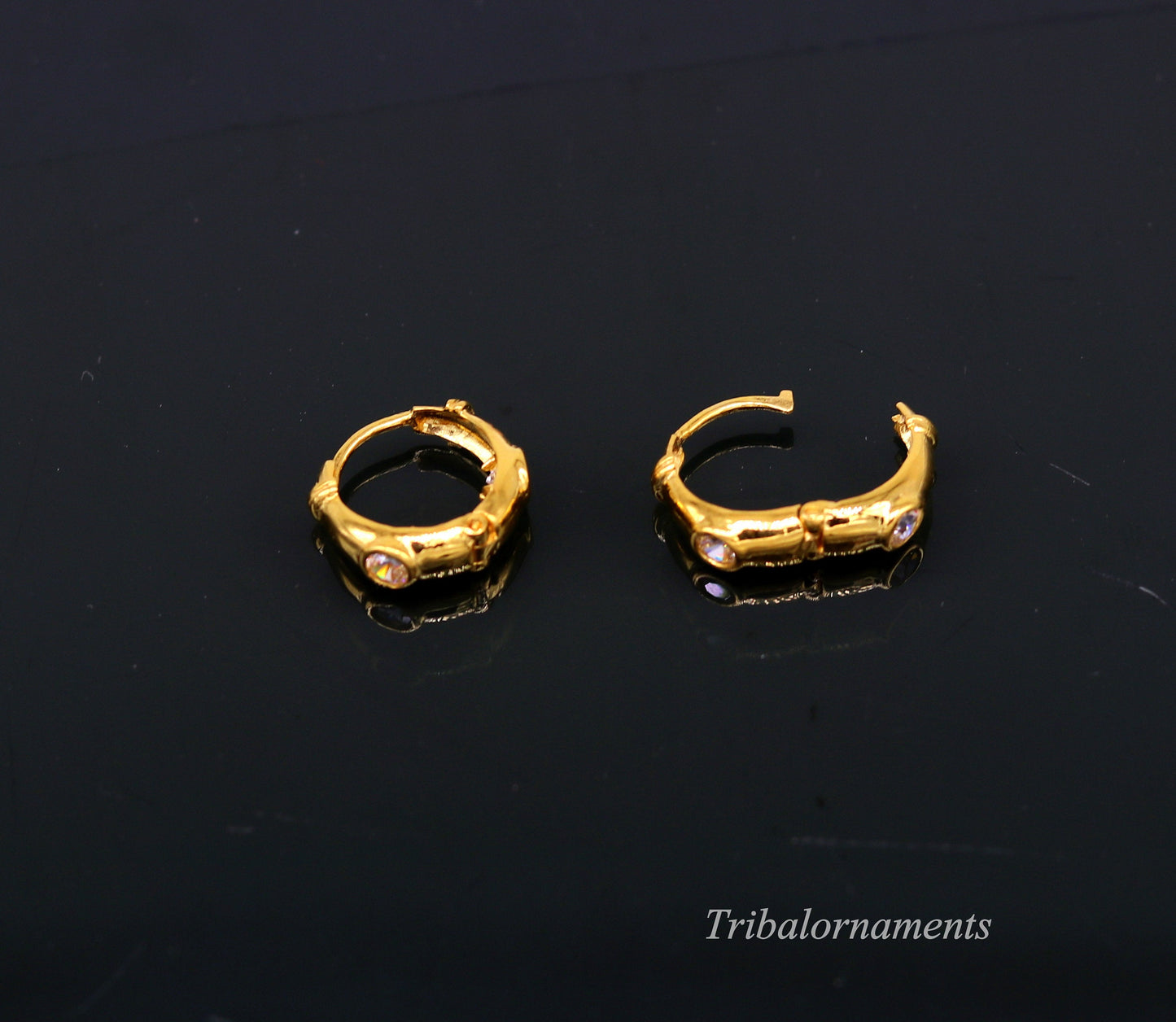 Vintage design 18kt yellow gold handmade fabulous hoops earring bali, amazing customized gifting unisex tribal jewelry ho44 - TRIBAL ORNAMENTS