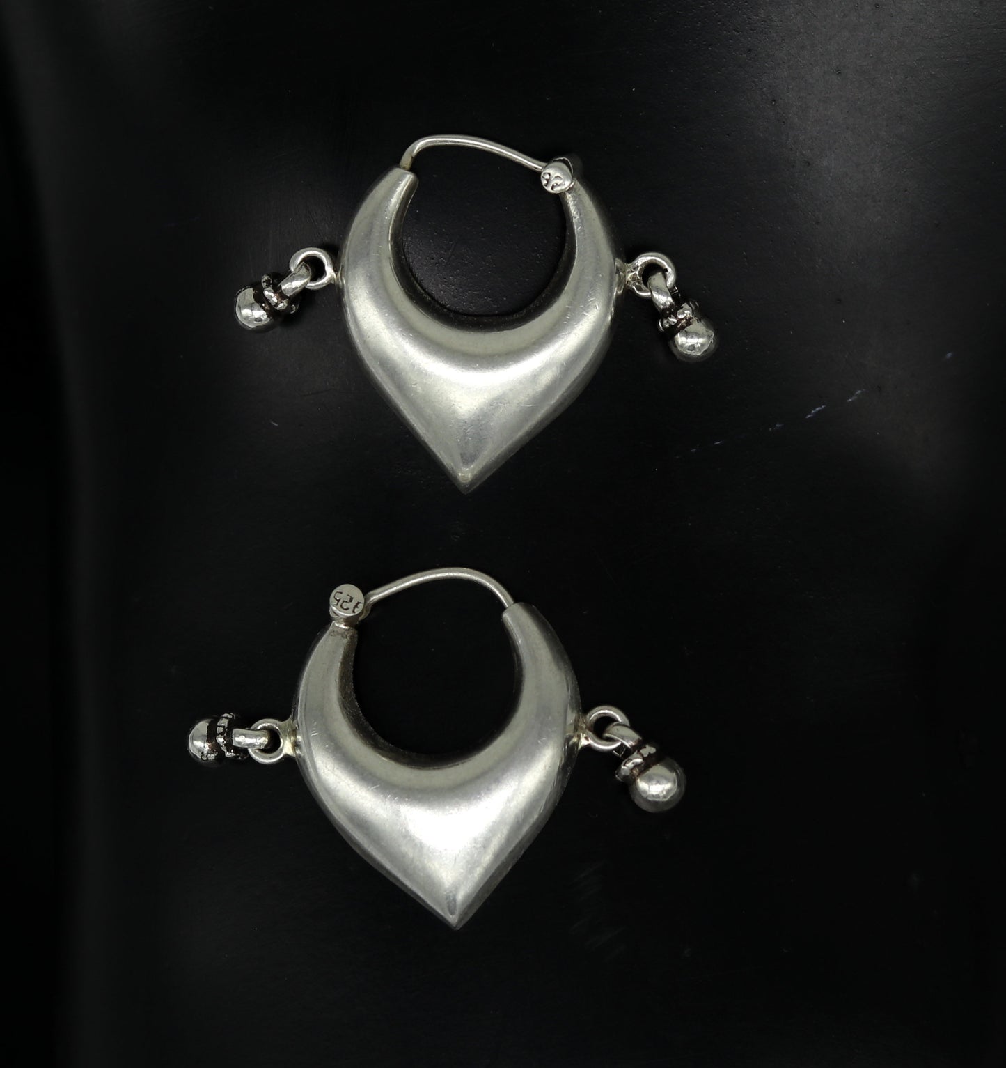 925 sterling silver handmade fabulous hoops earring with gorgeous hanging drops, customized heart shape design earring bridal jewelry s872 - TRIBAL ORNAMENTS