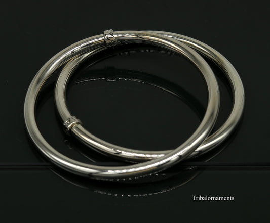 925 sterling silver handmade plain shine bright customized bangle bracelet kada, excellent personalized gifting unisex jewelry nssk9 - TRIBAL ORNAMENTS