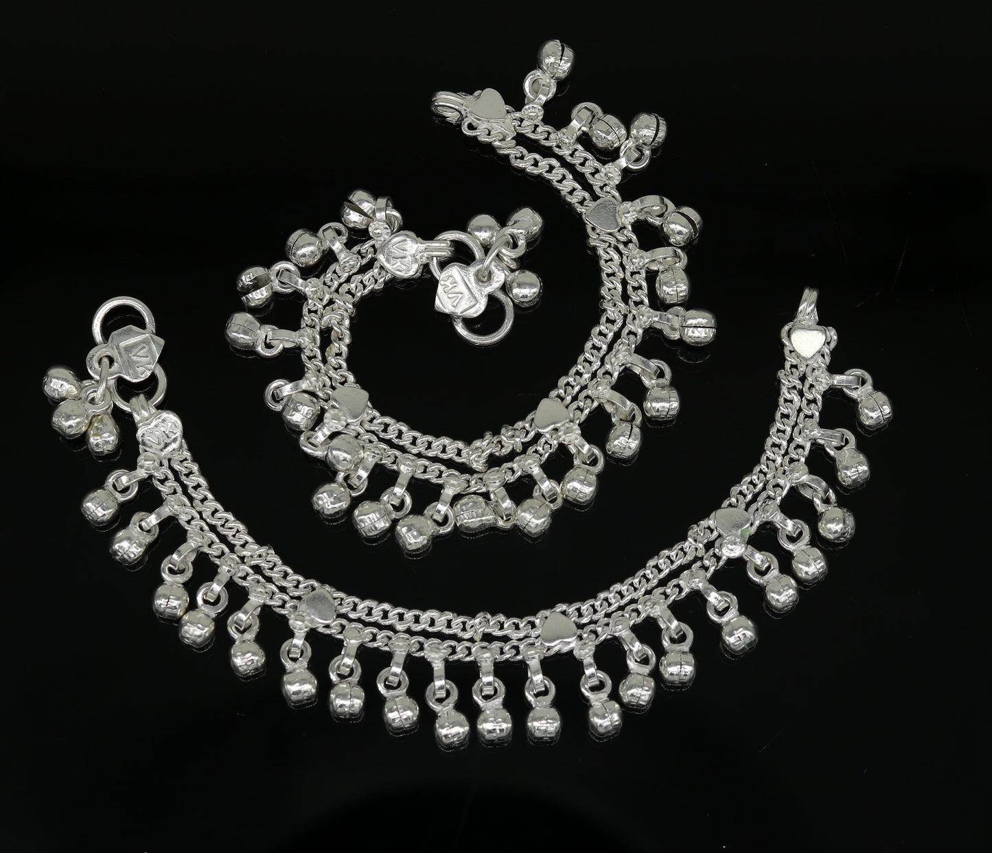 6" long Sterling silver handmade amazing silver ankle bracelet baby anklet noisy sound charm customized anklet personalized gifting ank213 - TRIBAL ORNAMENTS