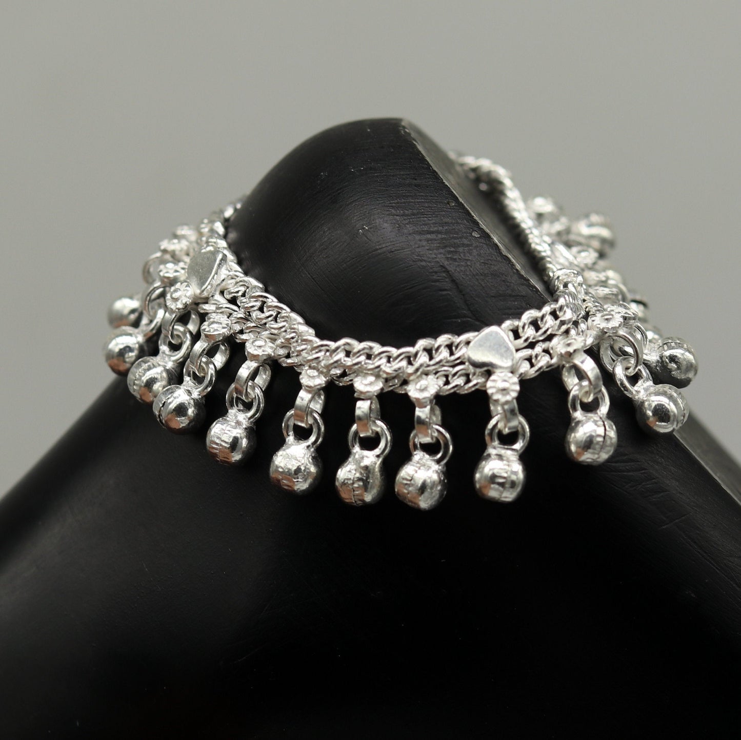 6" long Sterling silver handmade amazing silver ankle bracelet baby anklet noisy sound charm customized anklet personalized gifting ank213 - TRIBAL ORNAMENTS