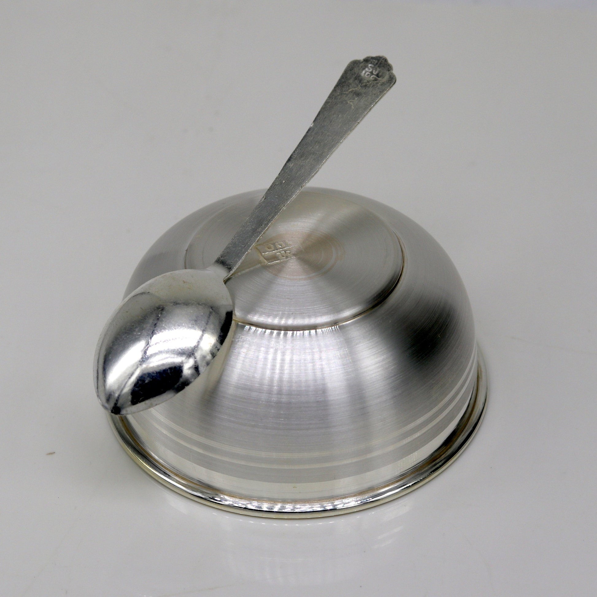 999 fine silver handmade silver bowl and spoon set, silver has antibacterial properties,stay baby/kids healthy, silver vessels utensils sv44 - TRIBAL ORNAMENTS