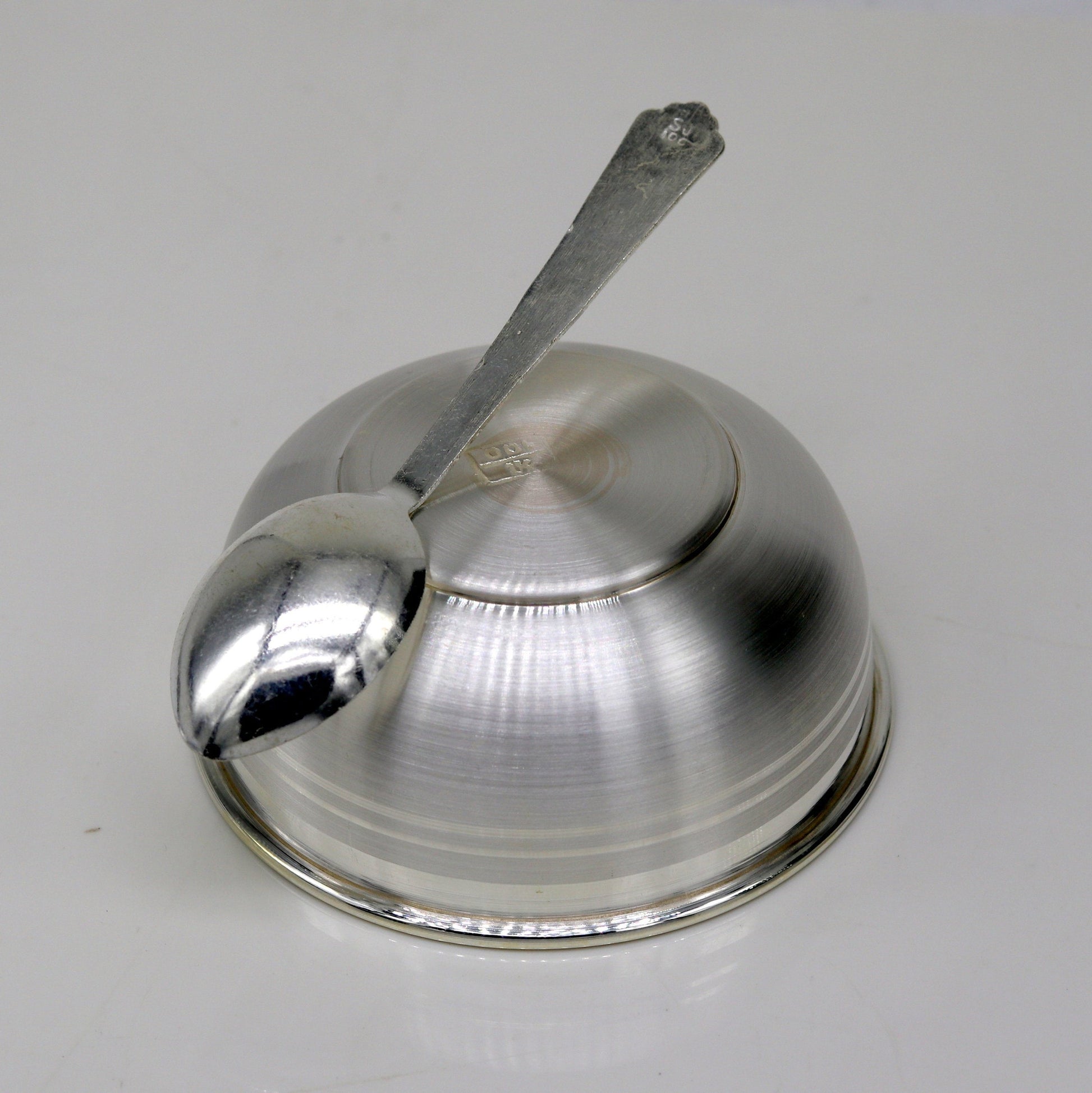 999 fine silver handmade silver bowl and spoon set, silver has antibacterial properties,stay baby/kids healthy, silver vessels utensils sv43 - TRIBAL ORNAMENTS